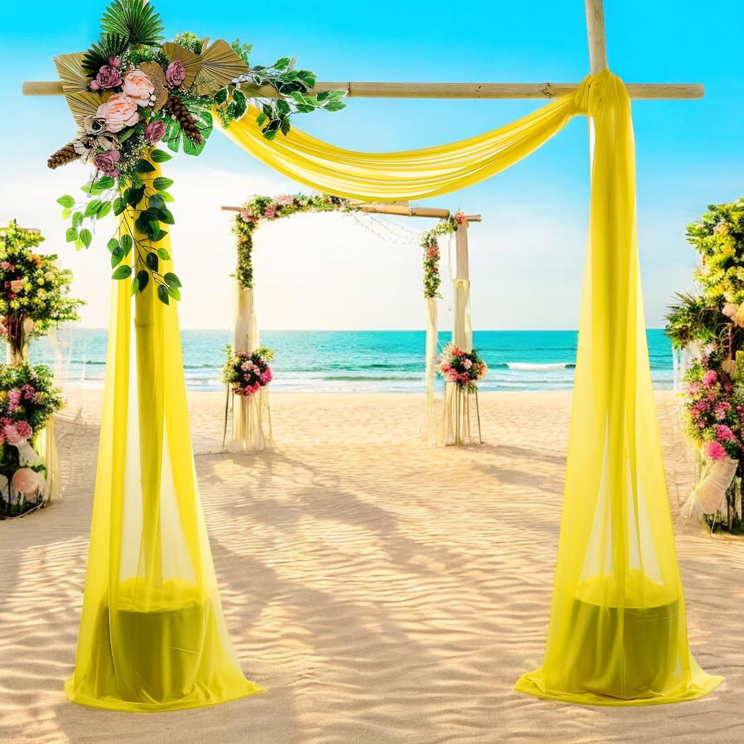 MDS Halloween Chiffon Draping Fabric - 1 Panel, 30" Wide x 20ft Long - Sheer Spooky Arbor & Canopy Drapery for Haunted House Backdrops, Party Ceilings, DIY Costumes & Themed Events - Yellow