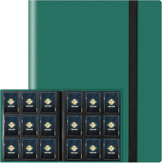 9 Pockets Card Binder for Trading Cards, Baseball Card Collection Binder with 360 Side Loading Pockets Sports Card Book Card Folder Card Album Card Holder Fit for MTG Football Play Cards (Green)
