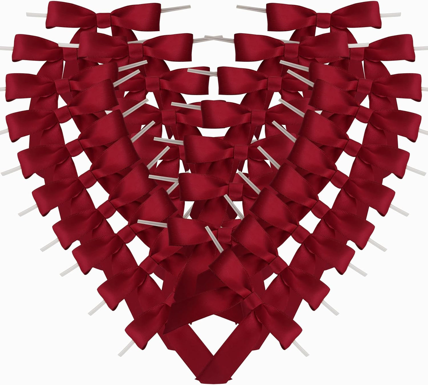 50pcs 2-1/2" Burgundy Satin Ribbon Bows with Twist Tie Bows for Christmas Gift Packing&Wrapping (Burgundy)