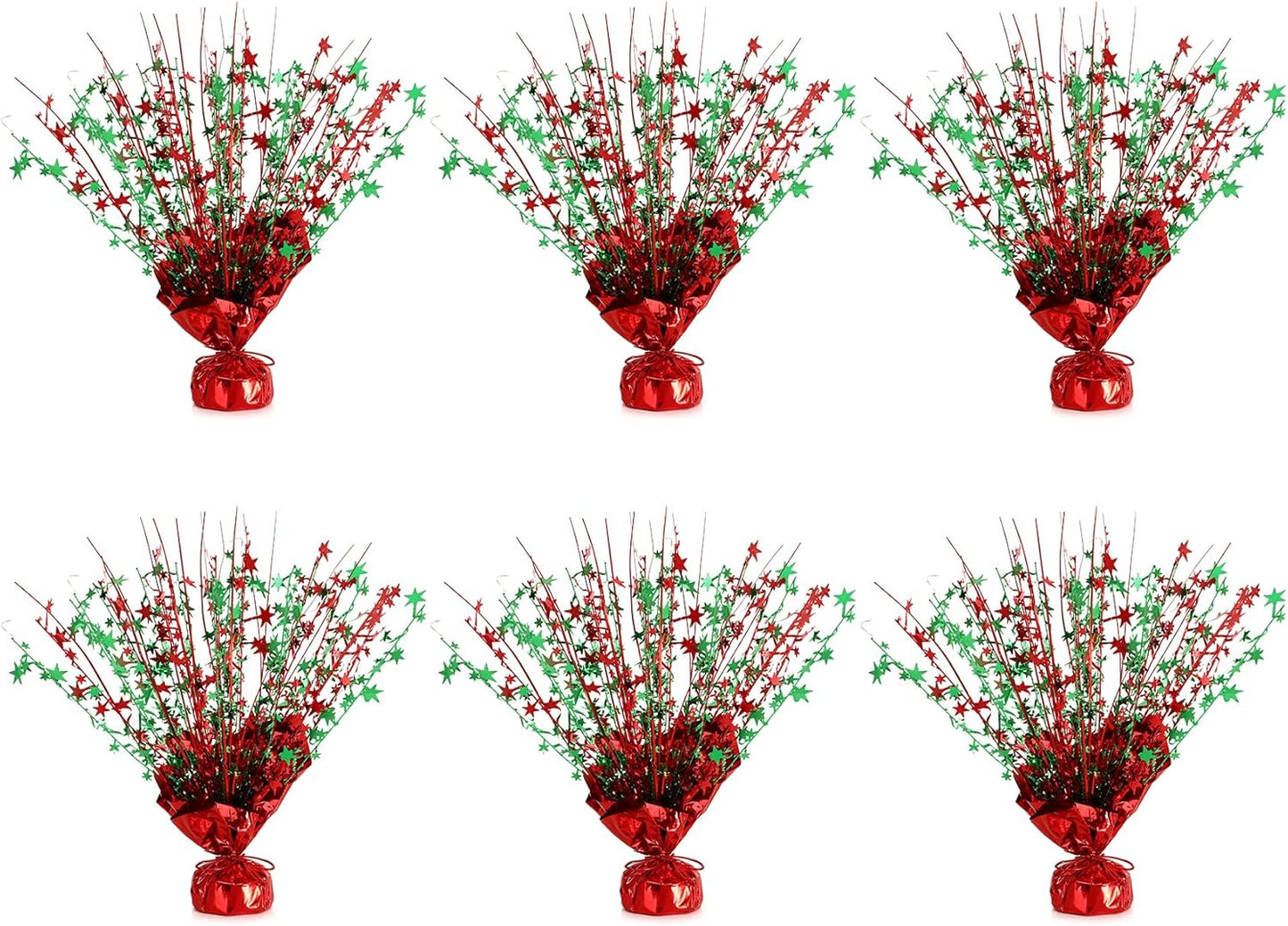 6 Pack Star Table Centerpieces for Party, Birthday Table Decorations for Kids Adults, Party Centerpieces for Tables for Wedding Baby Shower Graduation Holiday Event (Red Green)