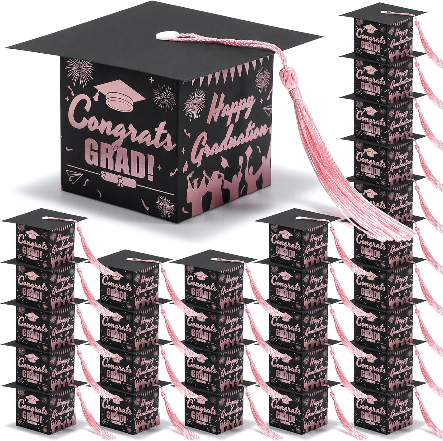 COTOPHER 36 Pack Mini Graduation Cap Gift Boxes with Tassel, Class of 2025 Graduation Candy Boxes Centerpieces for Tables Party Decorations, Small Treat Chocolate Box Graduate Favors Supplies