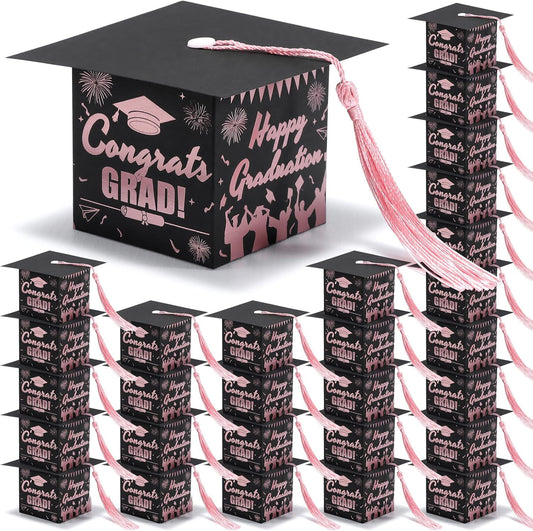 COTOPHER 36 Pack Mini Graduation Cap Gift Boxes with Tassel, Class of 2025 Graduation Candy Boxes Centerpieces for Tables Party Decorations, Small Treat Chocolate Box Graduate Favors Supplies
