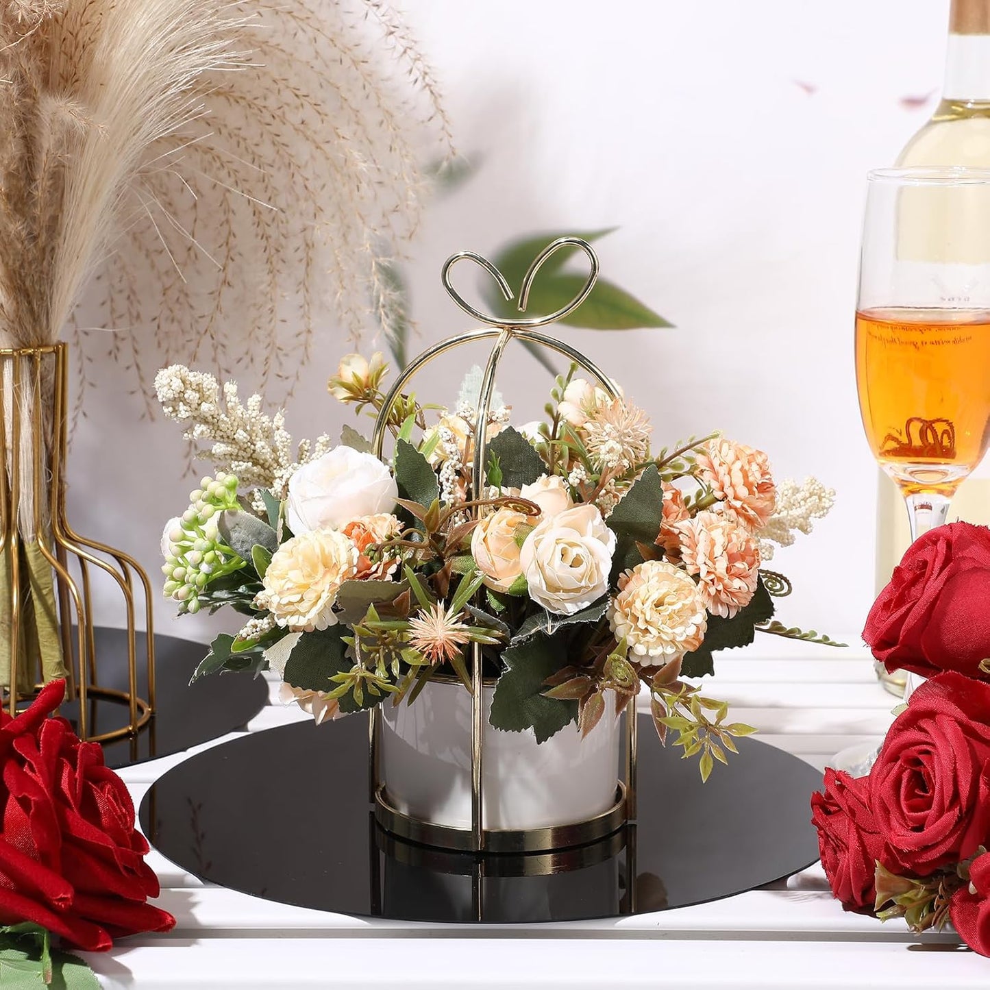 Thyle 12 Pcs 10 Inch Acrylic Round Mirrors for Tables Centerpieces Circle Mirrors Candle Plates for Wall Wedding Table Centerpieces for Baby Shower Party, Thickness 1 mm (Black)