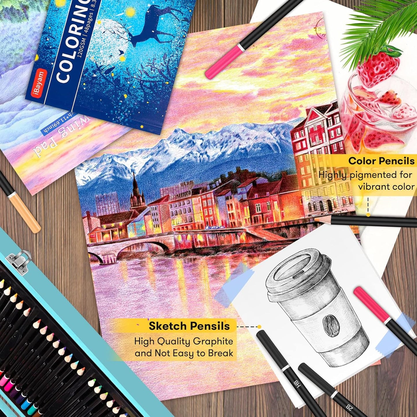 Arts and Crafts Gifts for Kids 6-14 Year Teens Boys Girls Christmas Gifts, 150-Pack Art Set Kits with 2 Sketch Pads, Coloring Book, 24 Colored Pencils, 24 Oil Pastels, 24 Watercolor, 60 Crayons