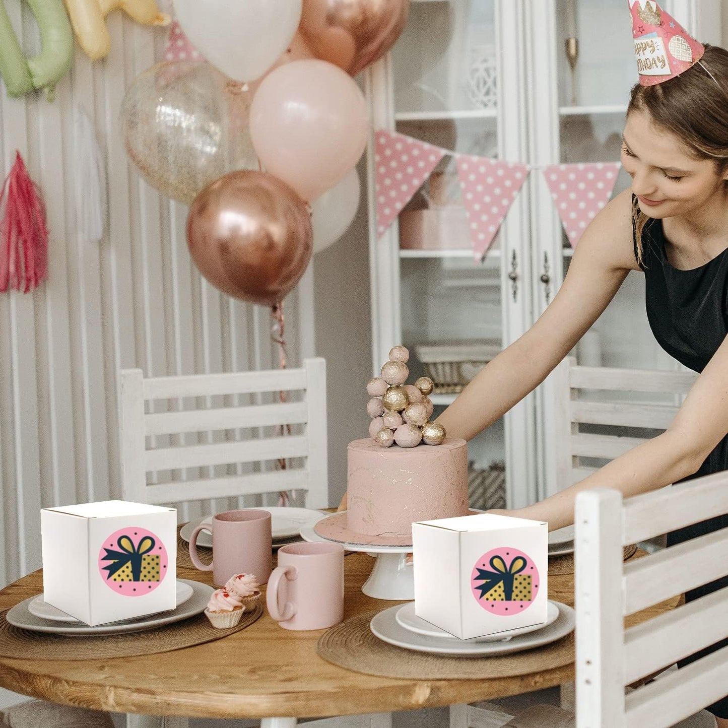 25 Pcs White Paper Gift Boxes, Small Candy Boxes Bulk, 3x3x3 inch Gift Box with Lids, Goodie Treat Boxes for Party Favors, Birthday Gifts, Wedding Gifts