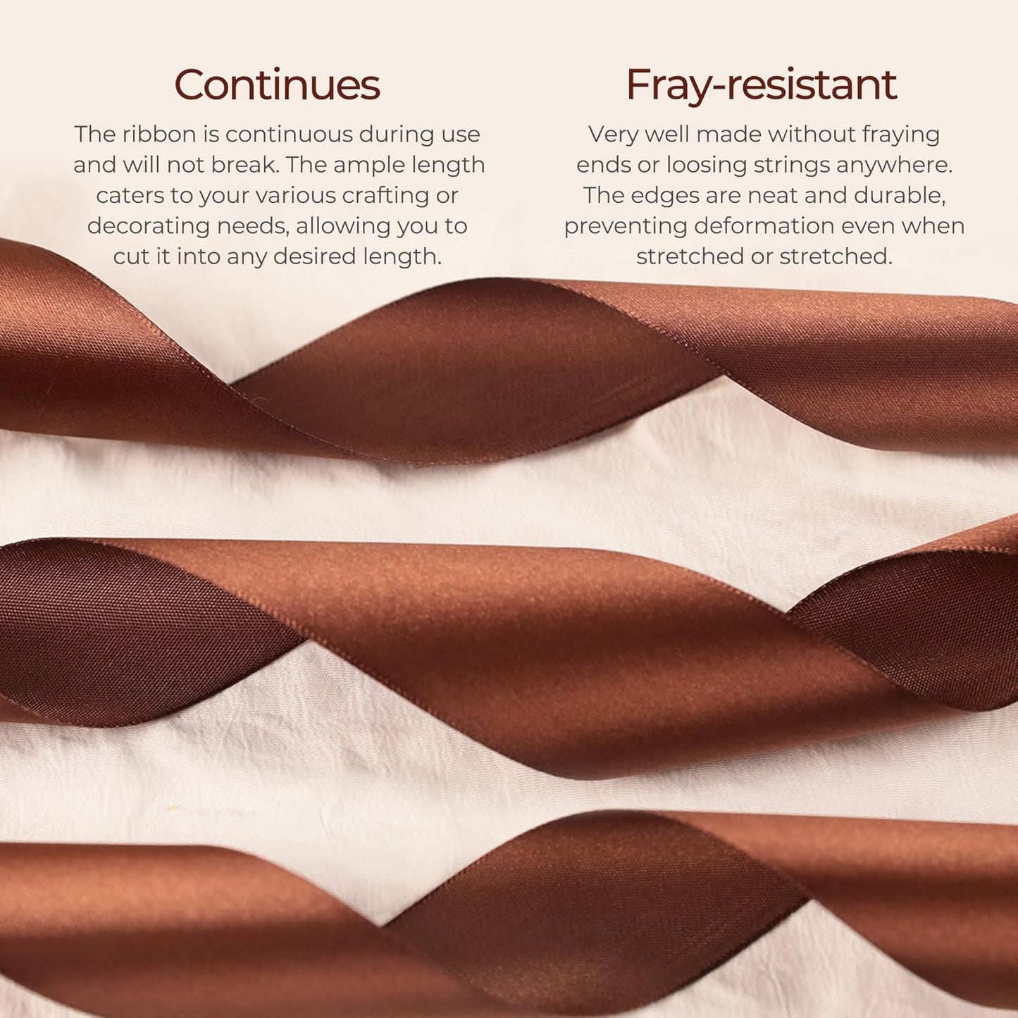 Dark Brown Satin Ribbon 1-1/2 inch X Continuous 25 Yards, Single Face Polyester Ribbon Perfect for Gift Wrapping, Flower Bouquet, Wedding Decor, Crafts, Bow Making, Sewing and More