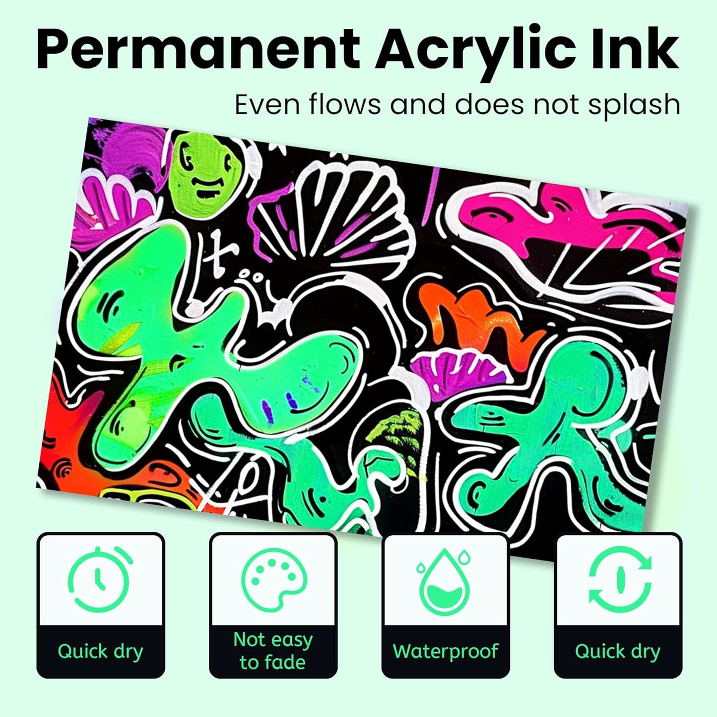 3 Pcs Green Jumbo Permanent Markers: 15mm Wide Tip Thick Acrylic Paint Pen Large Calligraphy Marker for Rock Painting, Poster, Sign, Canvas, Glass, Wood, Ceramic