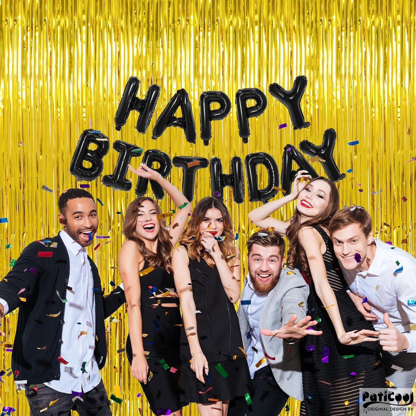 Christmas Decorations Gold Streamers Thicken 4 Pack 3.2 x 8.2 FT - Golden Tinsel Foil Fringe Backdrop Curtains Party Backdrop for Birthday, Prom, Hollywood, Anniversary Party Decorations