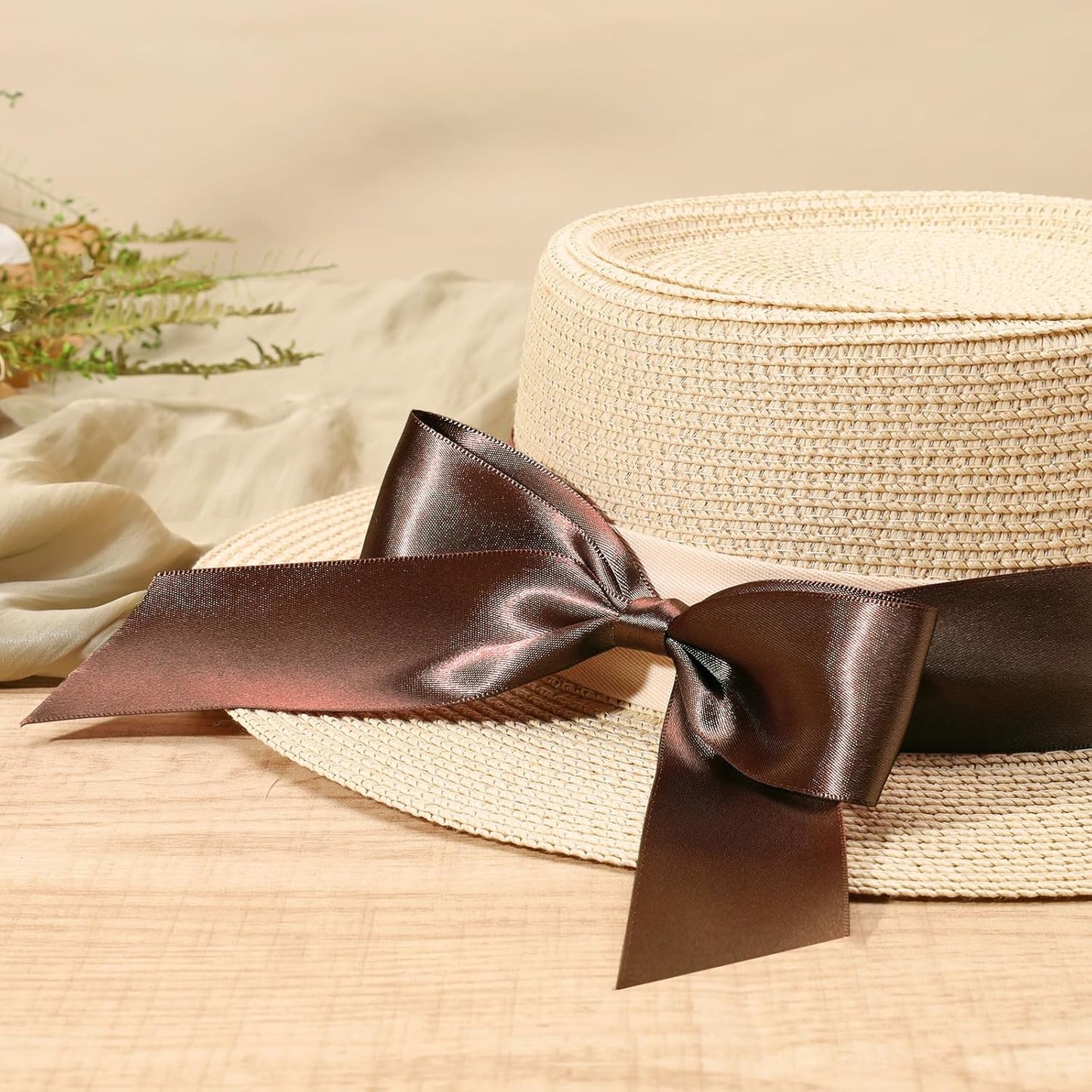 LaRibbons Brown Ribbon 1 1/2 Inch 25 Yards Luxury Double Faced Mocha Mousse Silk Ribbon for Flower Bouquet Crafts Gift Wrapping Wedding Party Decoration