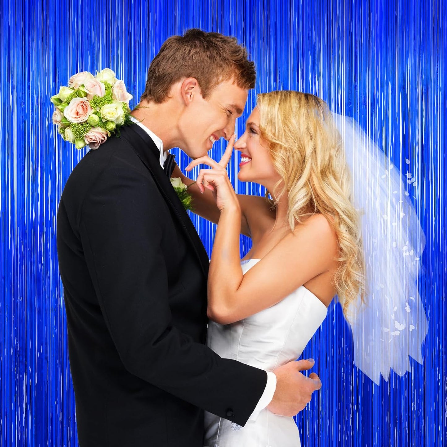 Blue Party Decorations, 2Pack Ocean Party Decor Supplies Blue Party Streamers Birthday Wedding Decorations Tinsel Foil Fringe Curtains Photo Booth Props Celebration Christmas New Year Decorations