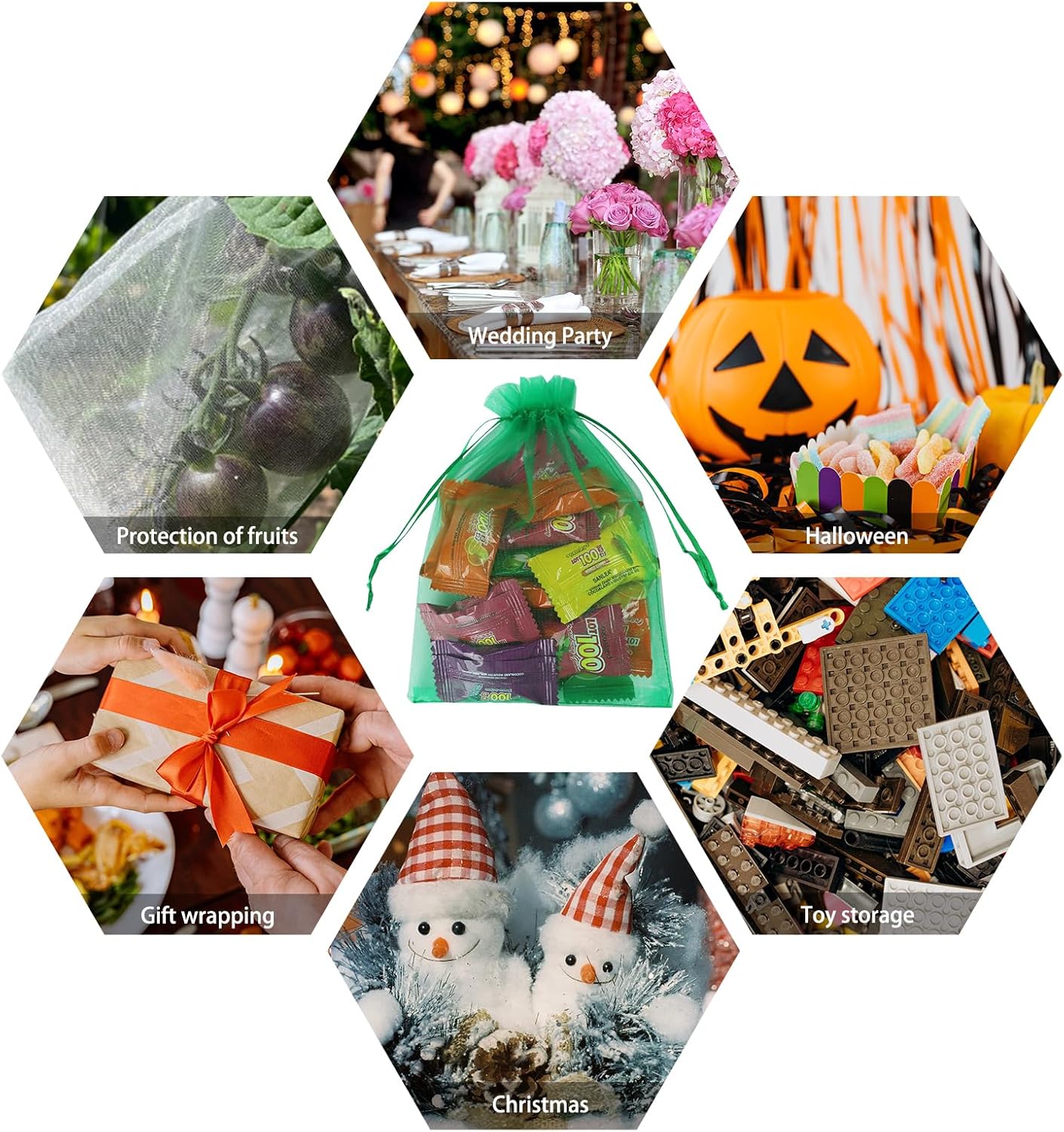 Wudygirl 100PCS 5X7 Inch Sheer Organza Bags with Drawstring - Favor Bags for Jewelry, Wedding, Party, Xmas Candy (Green 5X7)