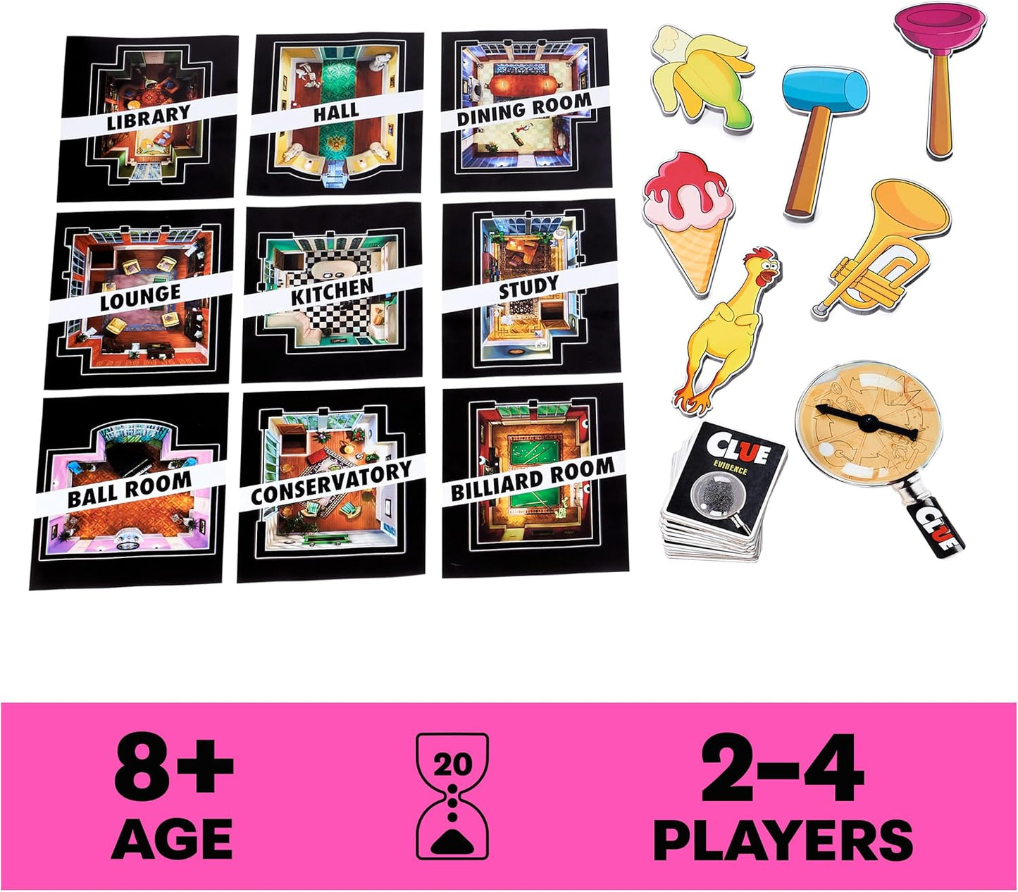 Spin Master Games, Clue Giant Edition, Family Game for Indoor & Outdoor Fun with Big Oversized Board, for Family and Kids, 2-4 Players, Ages 6 & Up