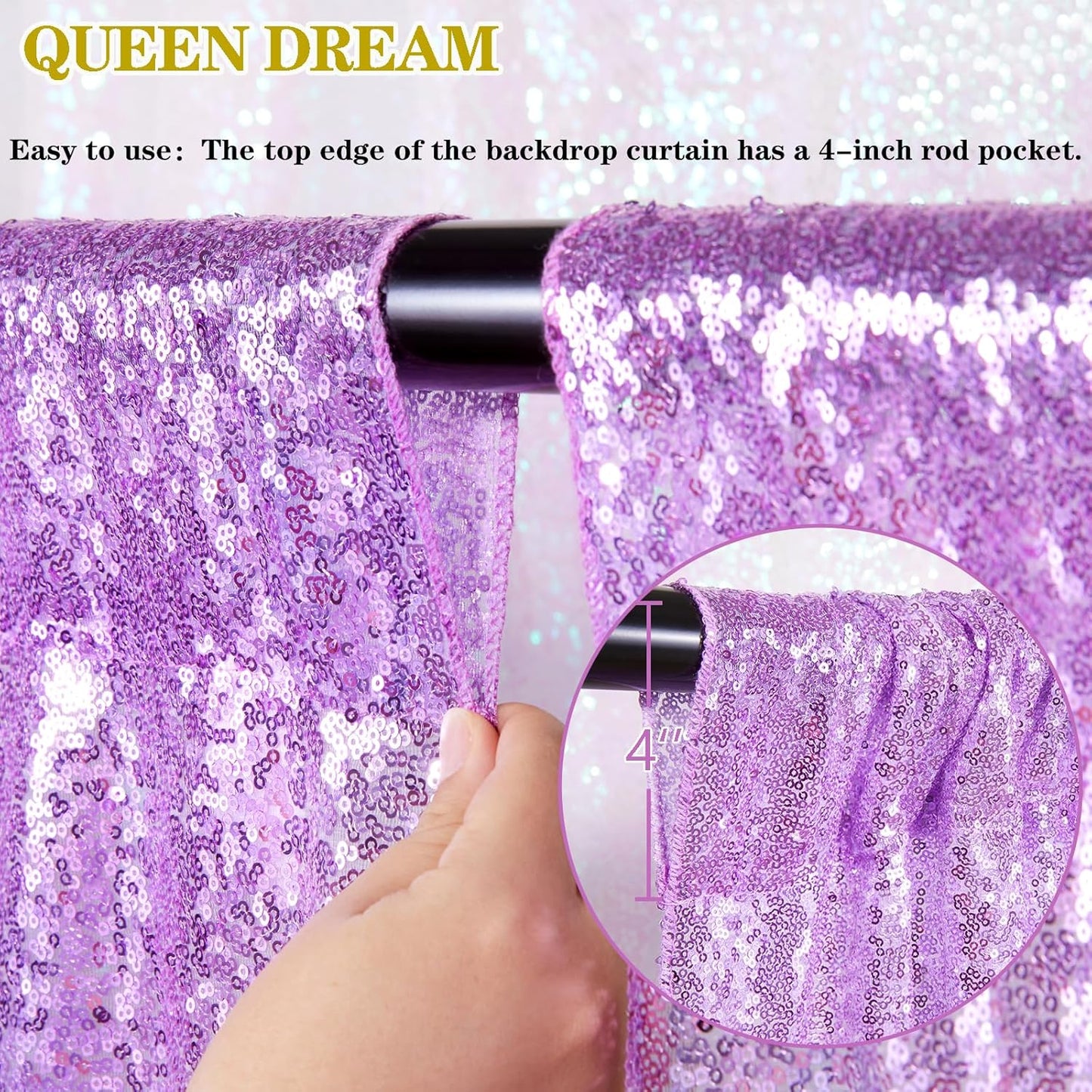 Glitter Curtain Backdrop Sequin Panels: Light Purple Sequin Background Drapes 2FTx8FT Sparkle Fabric Baby Bridal Shower Party Decorations