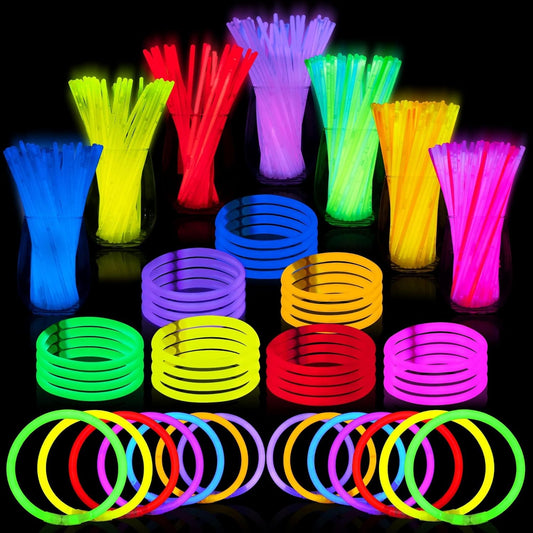 JOYIN 200 Pcs 8" Glowsticks, Halloween Supplies Pack, Bracelets Necklaces, Glow in the Dark Party Favors, Easter, Christmas, Football Party Supplies