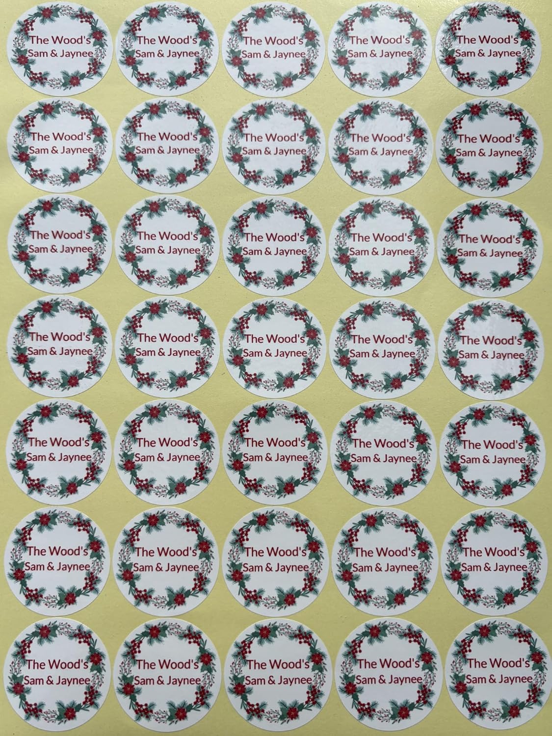 Premium Custom Stickers Labels - Personalized Stickers for Businesses Logo and Name. Birthday Pets and Label Product Boxes Wedding Favors Waterproof Labels (Wreath 1, 2 inch)