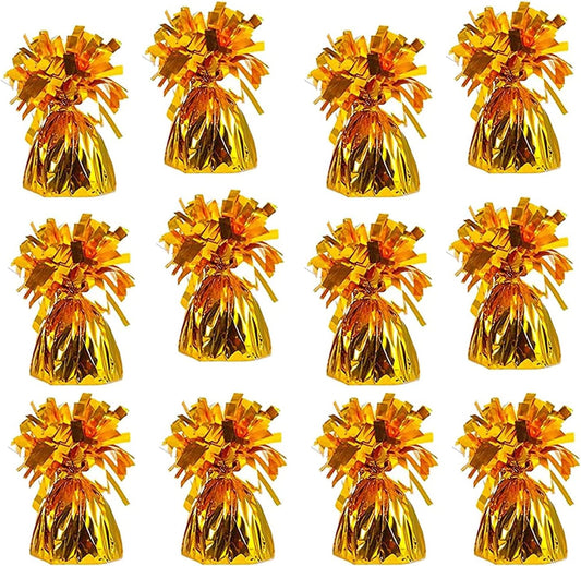Metallic Balloon Weights, Birthday Party Favors, Novelty and Gag Gifts, 5.5" Inches, 12-Pack (Orange)