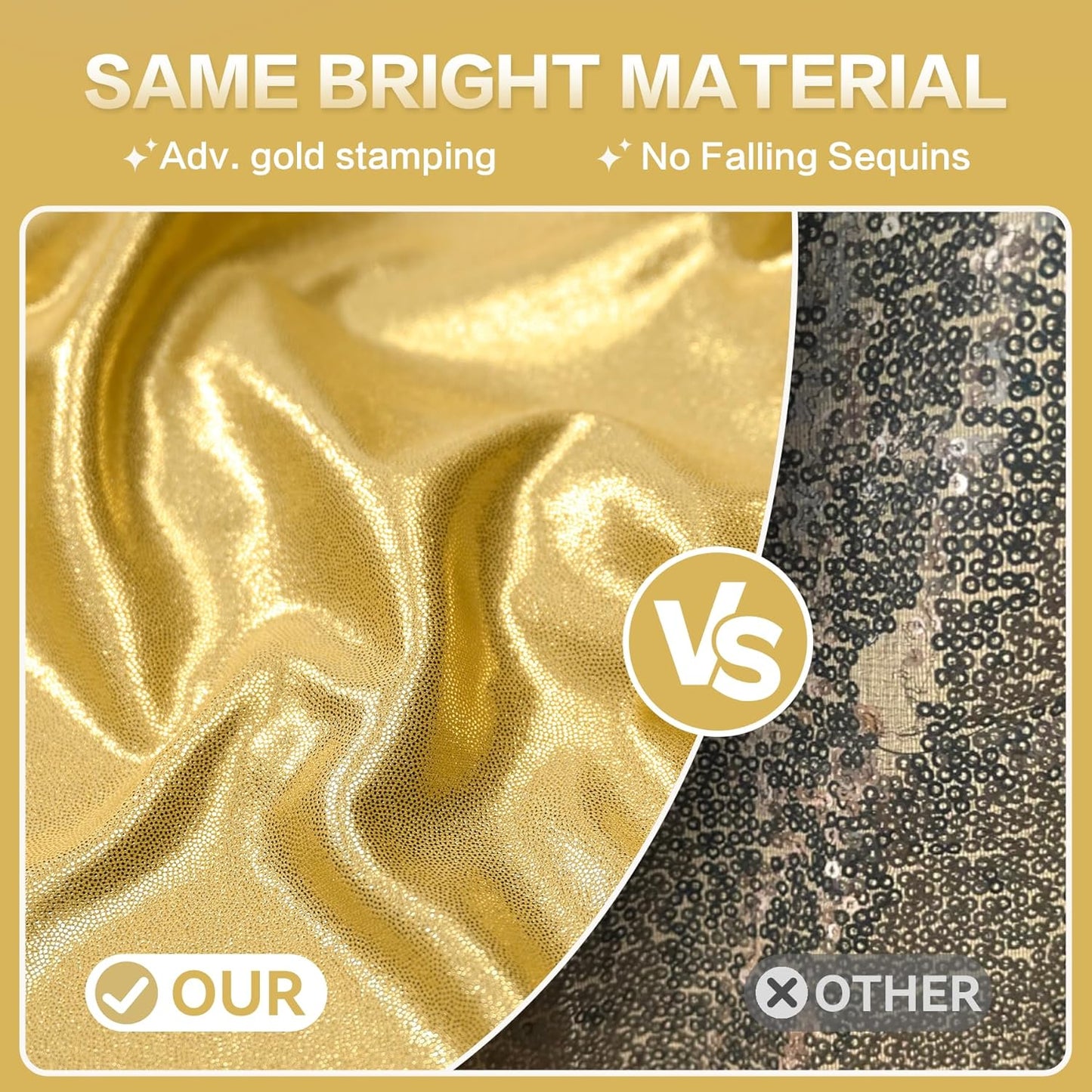 gogoparti 10x14FT Gold Sequin Backdrop Curtain - 2 Panels of 5x14FT Wrinkle-Free Reusable Glitter Drapes for Photography, Weddings, Birthdays & Parties