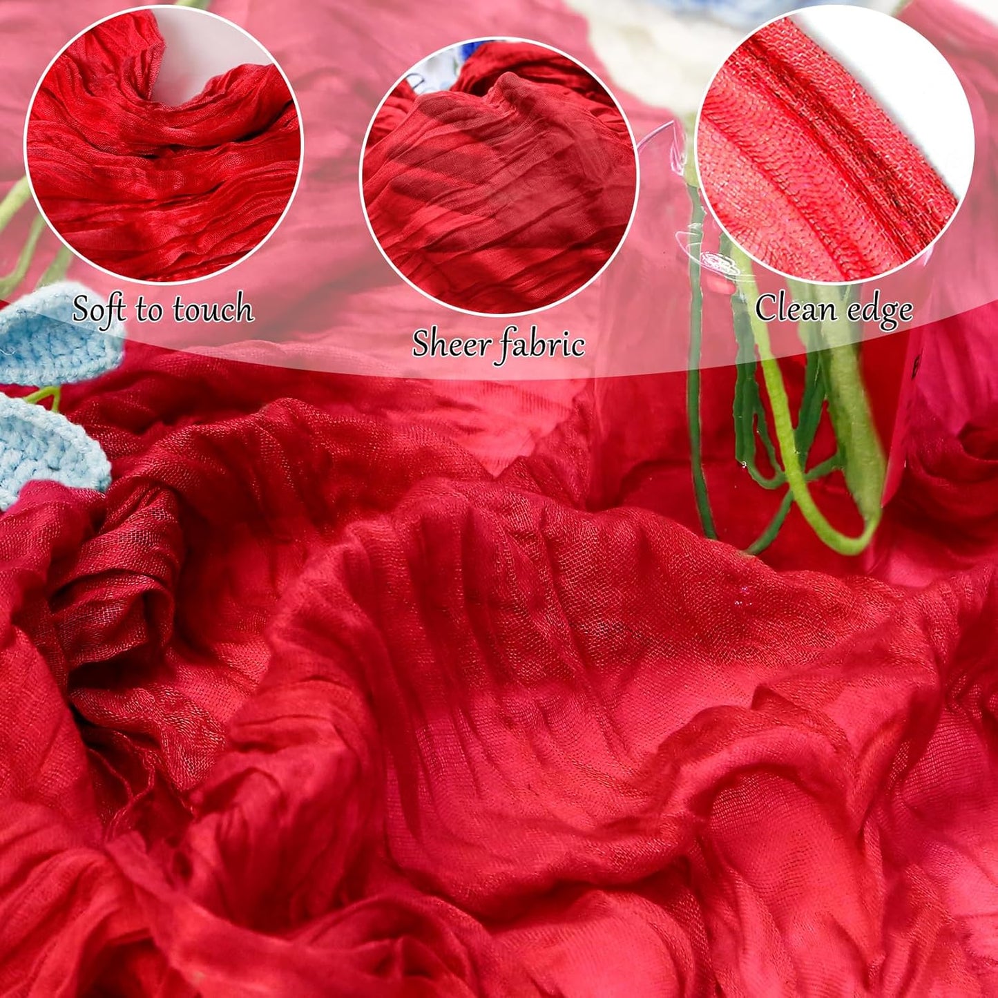 10-Pack Red Cheesecloth Table Runners – 10FT (35x120 Inch) Boho Rustic Gauze Fabric Cheese Cloth Table Runner for Weddings, Baby Showers, Bridal Shower, Farmhouse & Birthday Party Decor