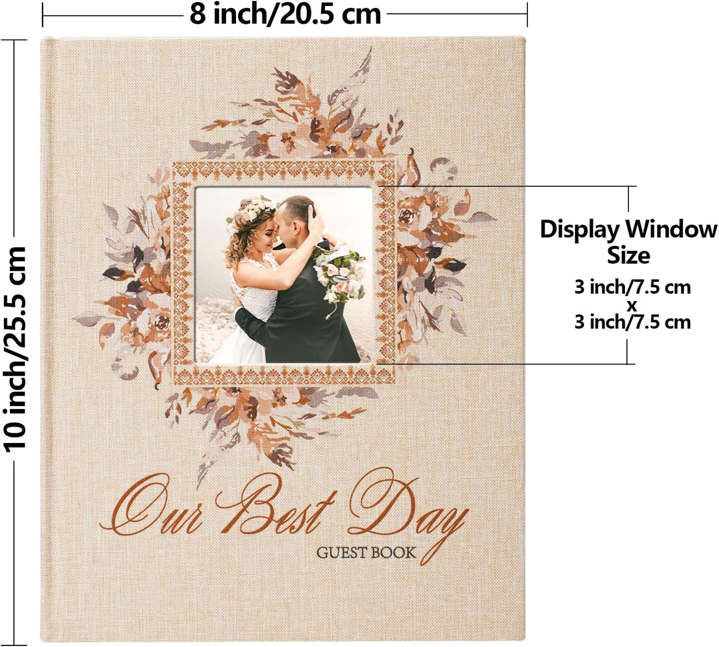 Vienrose Wedding Guest Book Polaroid Guest Book Photo GuestBook Sign in book Personalized Linen Cover 120 Pages Hardcover with Lined, Alternative Baby Shower, Party, Birthday (10" x 8" Bohemian)