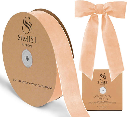 Champagne Velvet Ribbon 1.5'' 25 Yards for Christmas Tree, Gift Wrapping, Flower Bouquet, Wreath Decorations, Bow Making