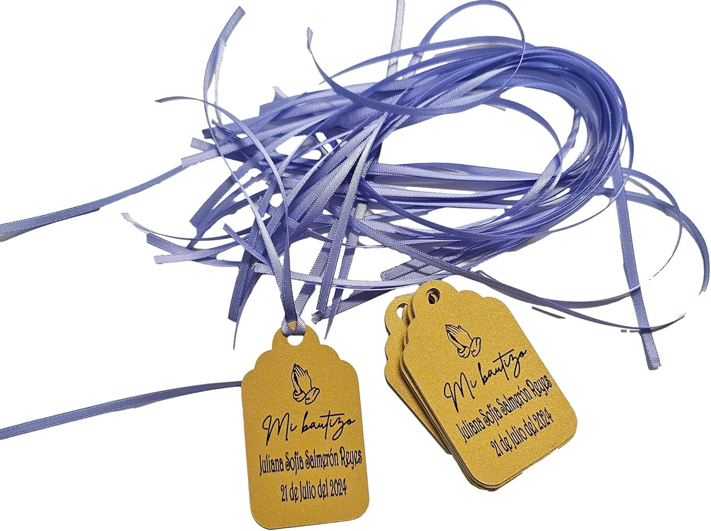 Mi Bautizo Baptism Christening Personalized Thank You Tags 20 pcs - More Colors Available (pink shimmer)