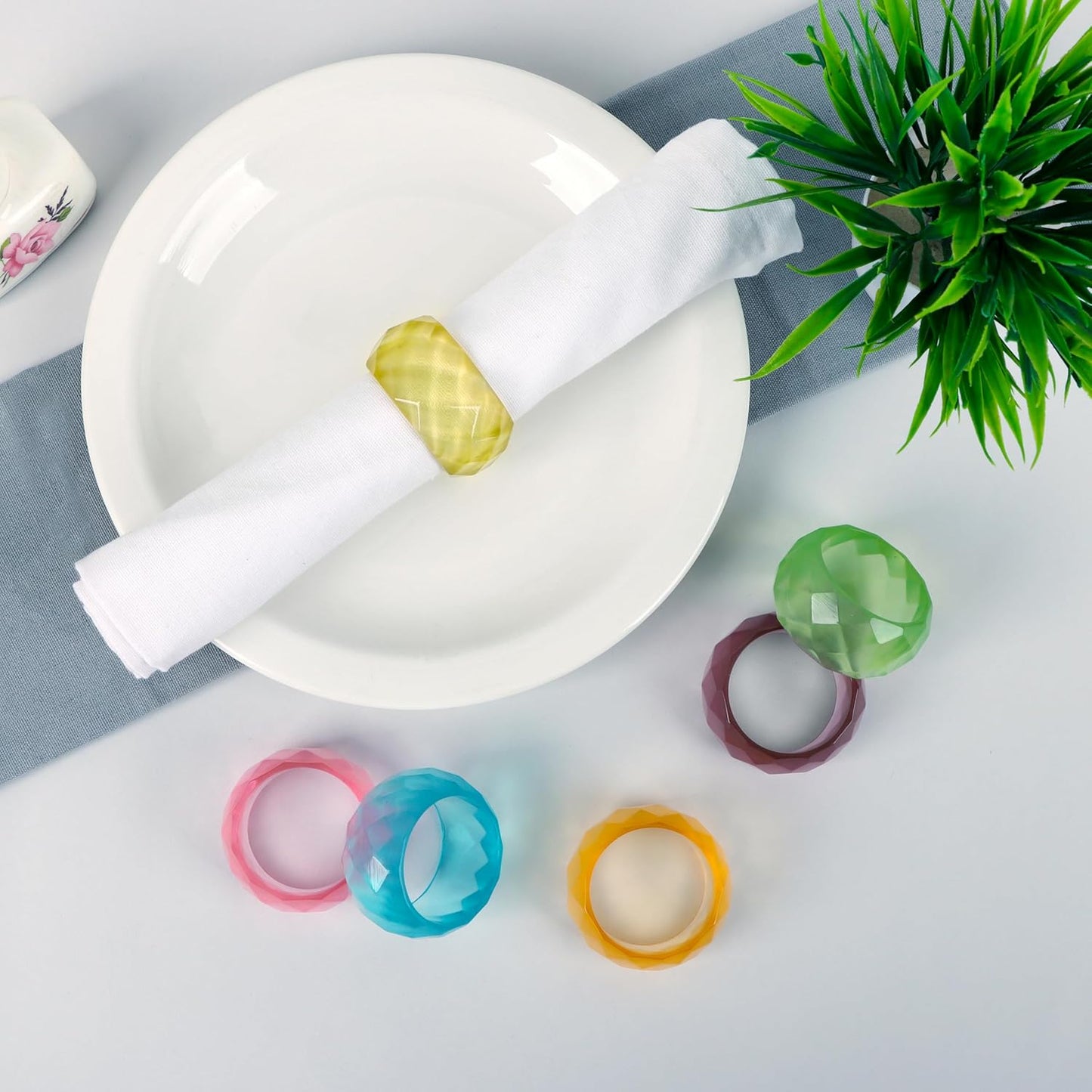 Napkin Rings Set of 12 - Epoxy Resin Napkin Holder Cuffs for Dinner Table Décor - Farmhouse Modern Serviette Rings for Weddings, Parties, Receptions, Banquets, Daily Use - 1.5" (Pastel) - CLEENTABLE