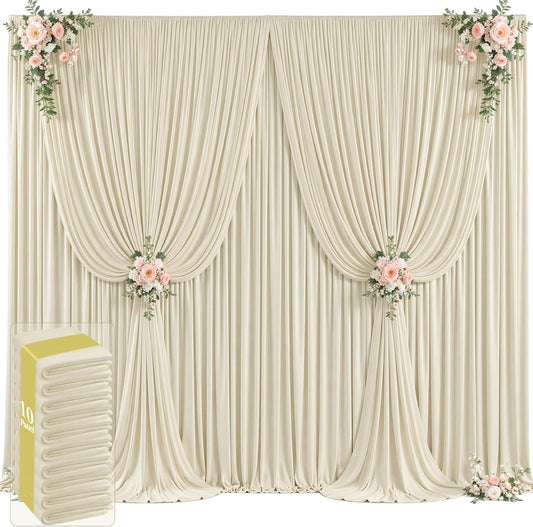 50ft x 12ft Beige Backdrop Curtains Wrinkle Free Backdrop Curtain for Wedding Parties Beige Fabric Backdrops Drapes Back Drop Cloth Bridal Shower Stage Curtains Wedding Decorations for Reception