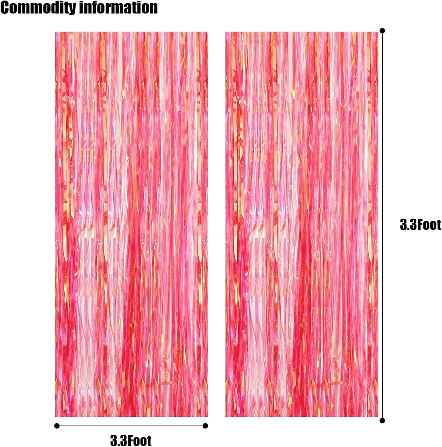 CANREVEL 2 Pack 3.2x6.5 Feet Iridescent Foil Fringe Backdrop Curtains, Clear Pink Tinsel Photo Booth Props Streamers Party Decorations for Birthdays Princess Bachelorette Euphoria Theme Party