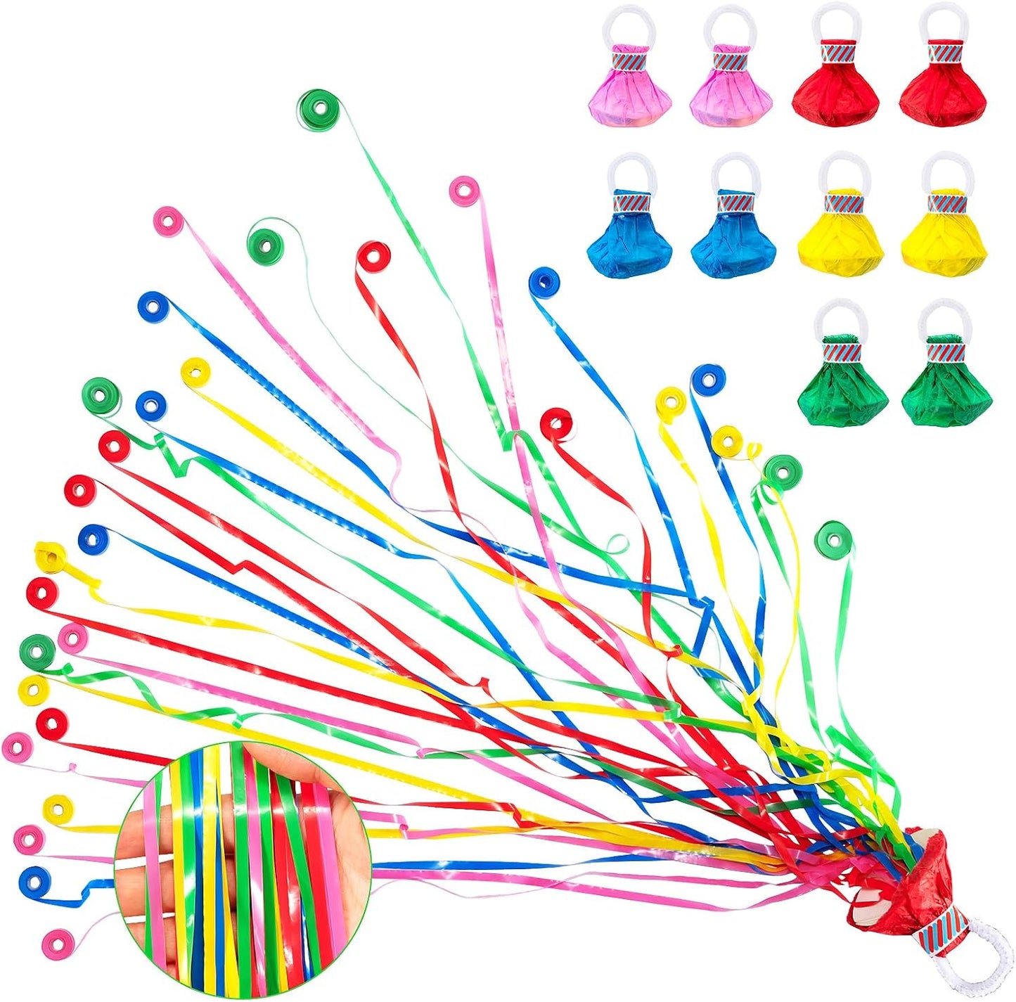 Confetti Poppers, 10Pack Plastic No Mess Streamers, Party Poppers for Birthday,Wedding,Celebrations,Graduation Party (Colorful 2, 10 Pack)