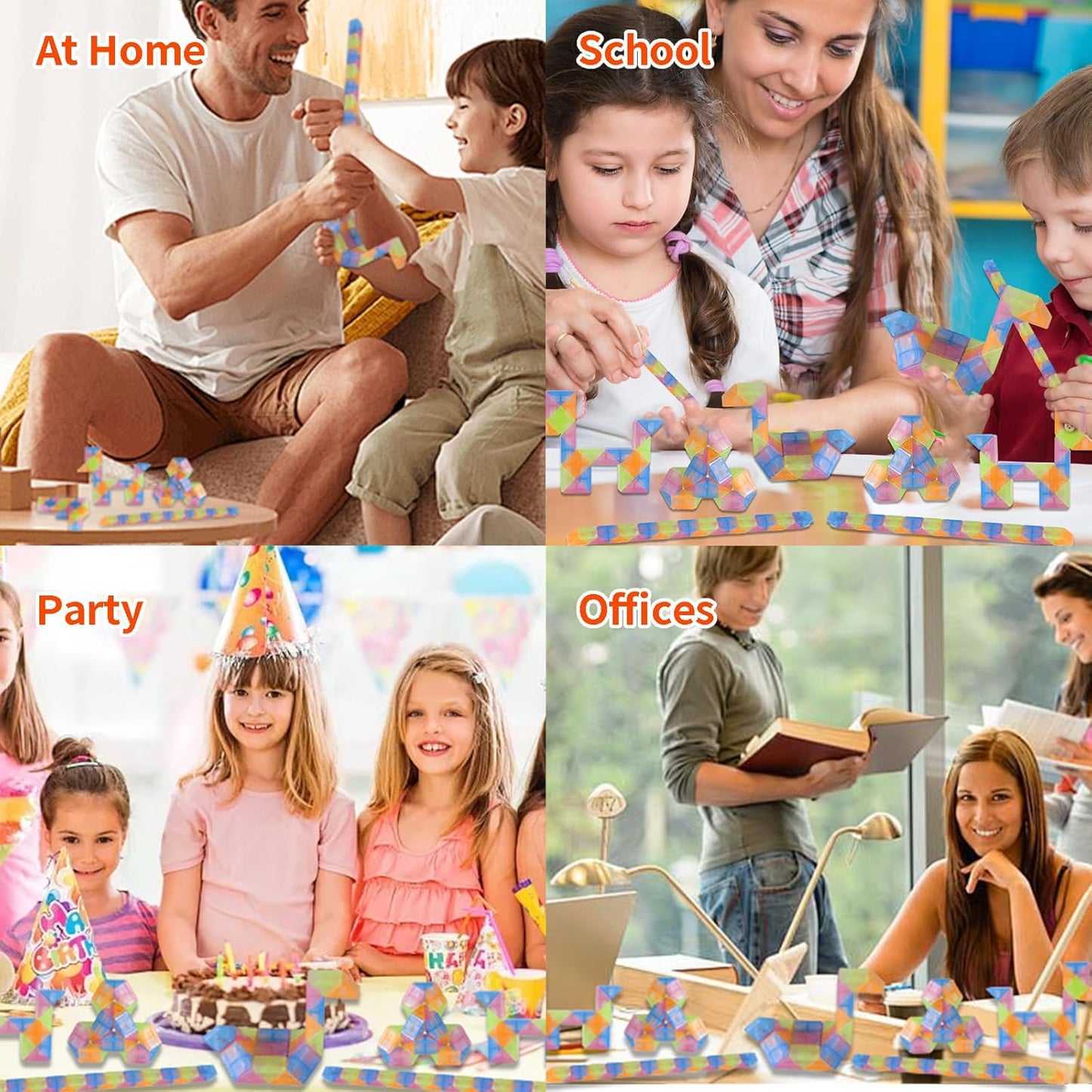 30pcs Bulk Fidget Glow in the Dark Snake Cube, Party Favors ,Goody Bag ,Bulk toys，Brithday Classroom Prizes,Pinata Stuffers Treasure Box for School Students Gifts for Boys and Girl