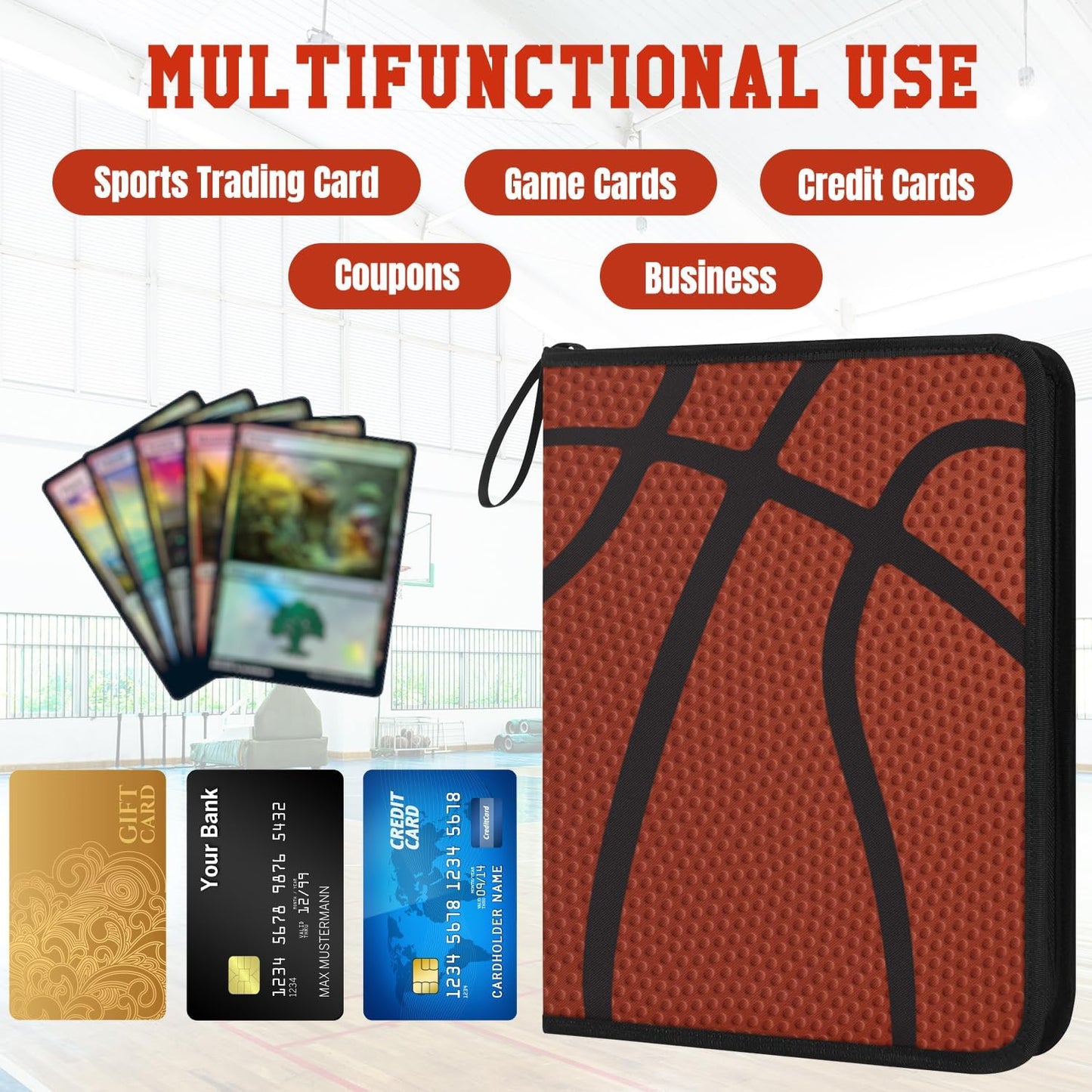 Trading Card Binder 9 Pocket - Basketball Card Binder with Sleeves 900 Double Sided Pockets Sports Trading Cards Album Cards Holder Protectors Set Fit for Game Cards, Sports Cards