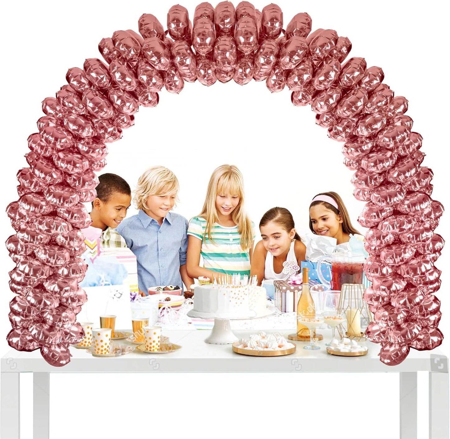 6.6FT Balloon Table Arch Kit – Adjustable Foil Balloon Arch Stand for Birthday, Wedding, Party, Baby Showers and Graduation Decorations – Easy Assembly Party Supplies (Rose Pink)