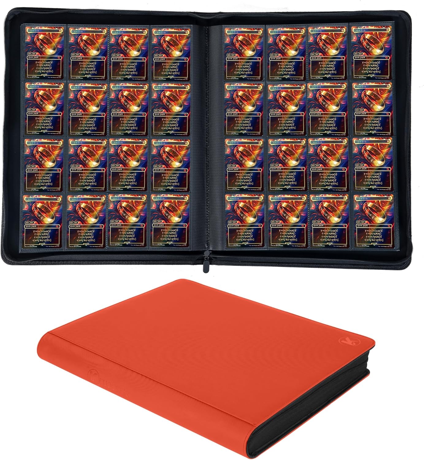 1408+ Pockets Trading Card Binder, 16-Pocket Card Ablum Compatible with MTG,Sports Cards & Other Standard Size Trading Card (Orange)