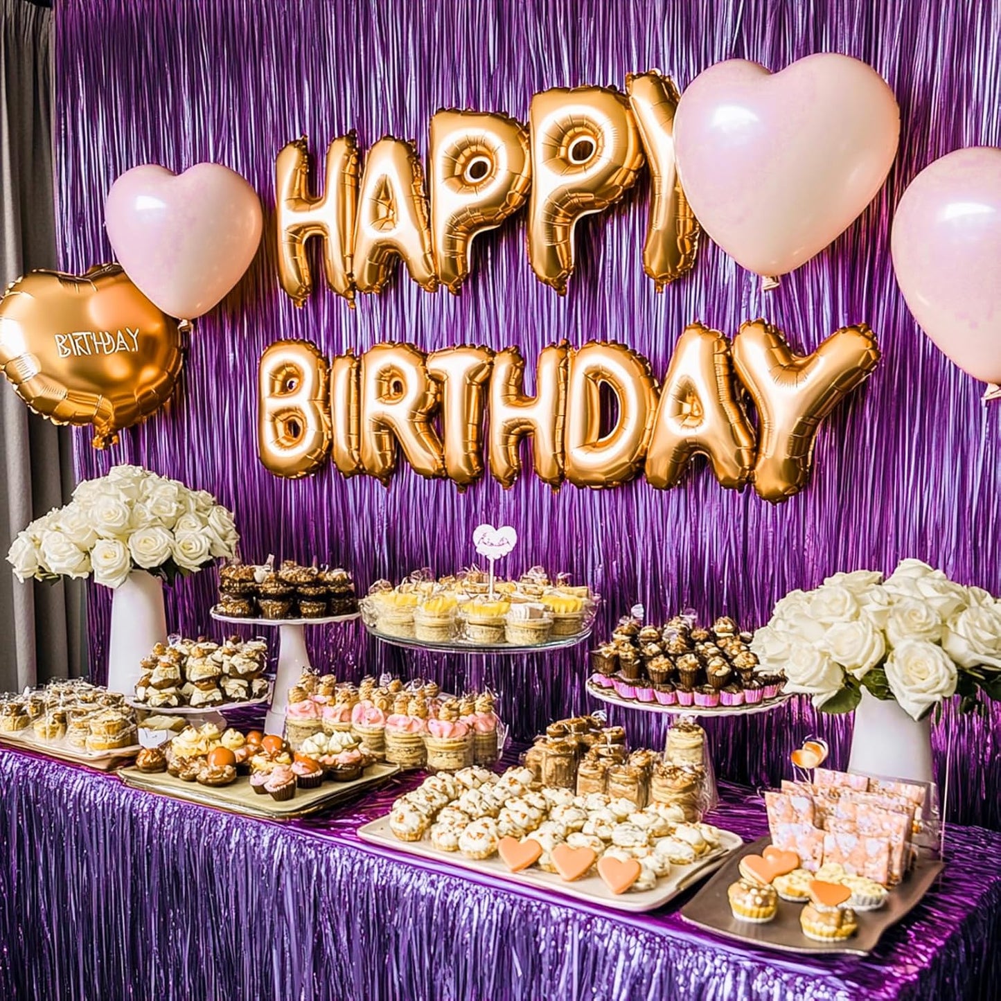 PartyWoo Purple Streamers Foil Fringe Curtain 3pcs 8.2ft Metallic Tinsel Lavender Backdrop for Birthday Graduation Bachelorette Mardi Gras Door Supplies Photo Booth Wedding Party Decorations