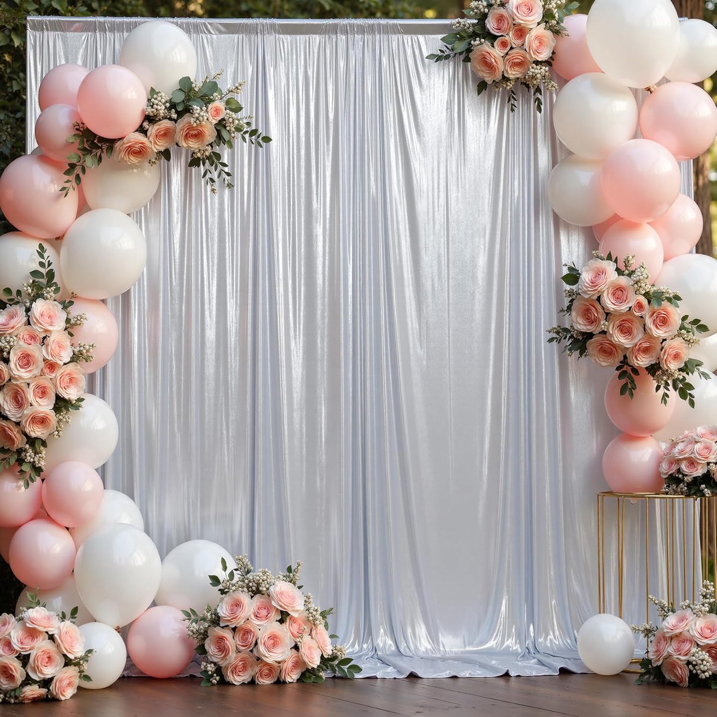 10x10 ft Wrinkle Free Silver Sequin Backdrop Curtain for Parties,Thick Not Fall Glitter Wedding Drapes Backdrop,2 Panels 5x10ft Shimmer Photo Wall Back Drop Cloth for Birthday Photography Background