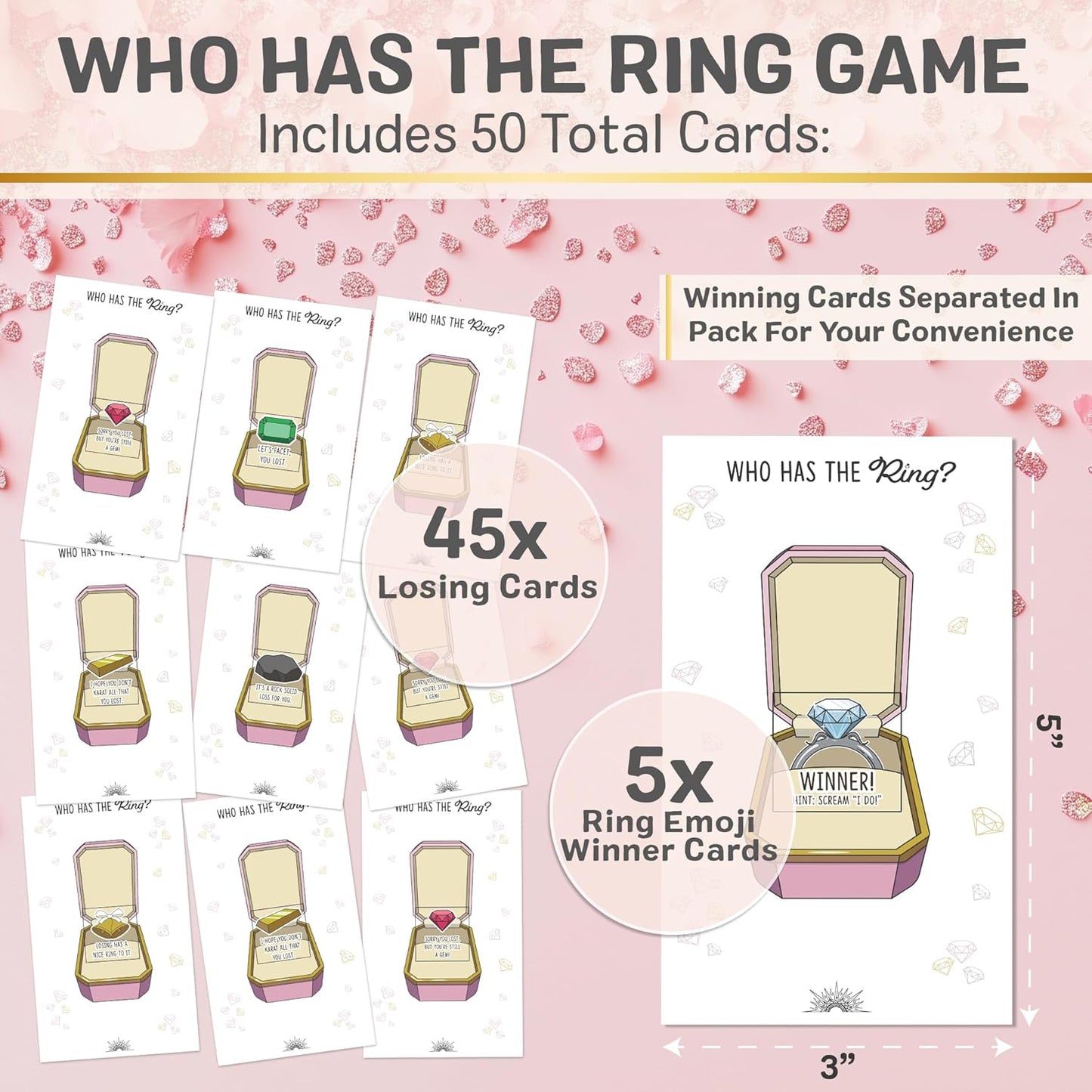 Who Has The Ring Bridal Shower Scratch Off Game - Hilarious Losing Phrases on Ticket Cards - Easy to Play - Funny Wedding Shower or Fun Engagement Party Game Idea for 30 Guests