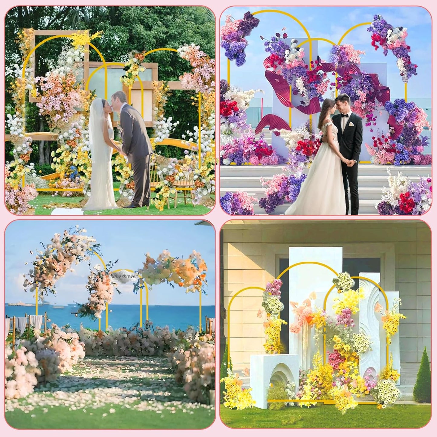 Bazen Wedding Arch Backdrop Stand 7.2FT, 6.6FT, 6FT Set of 3 Metal Arch Backdrop Stand for Birthday Party Wedding Ceremony Bridal Baby Shower Banquet Party Event Decor