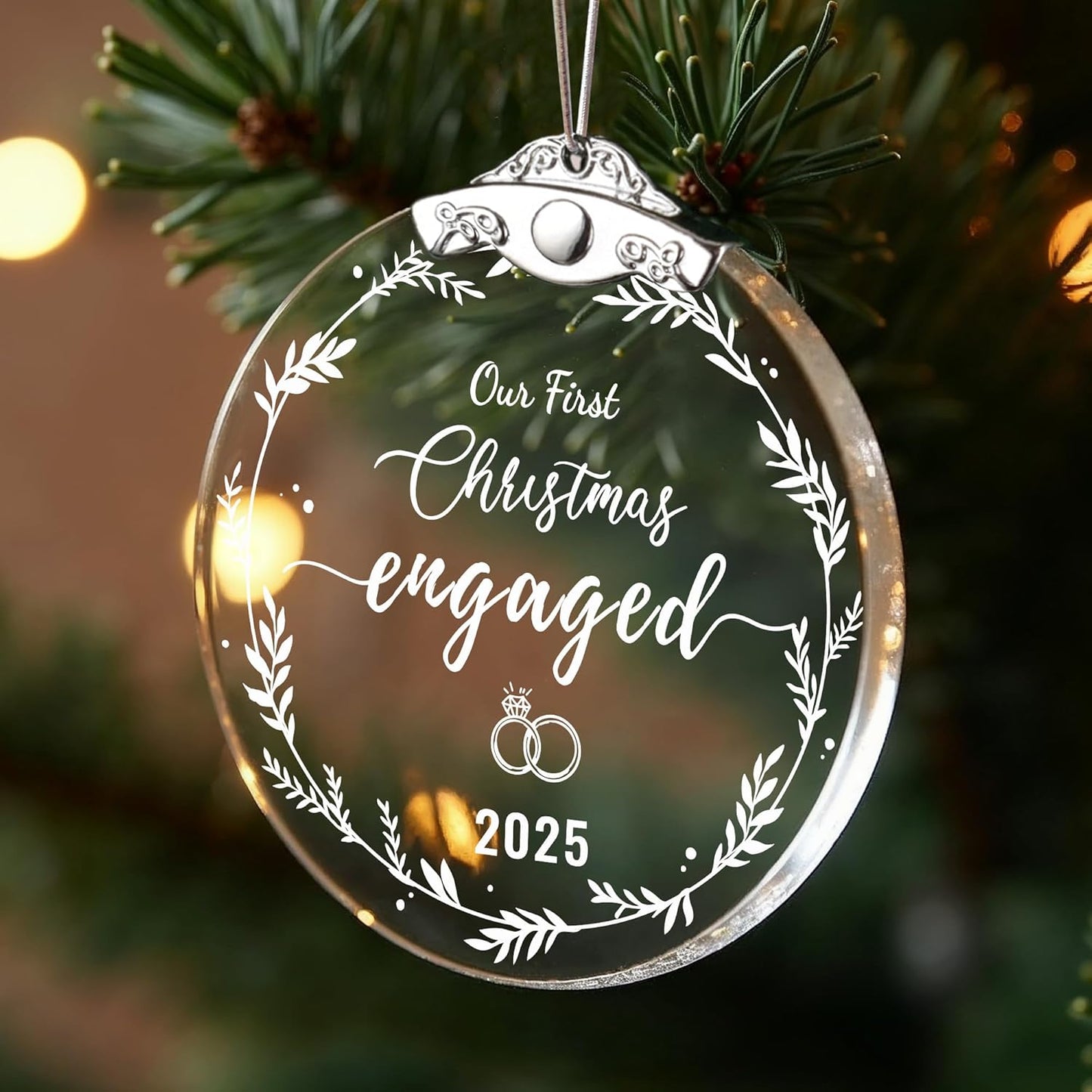 Engagement Gifts for Couples 2025, Our First Christmas Engaged Glass Ornament, Gifts for Newly Engaged Couples, Happy Engagement Gift for Her, Bride to Be, Newly Wed