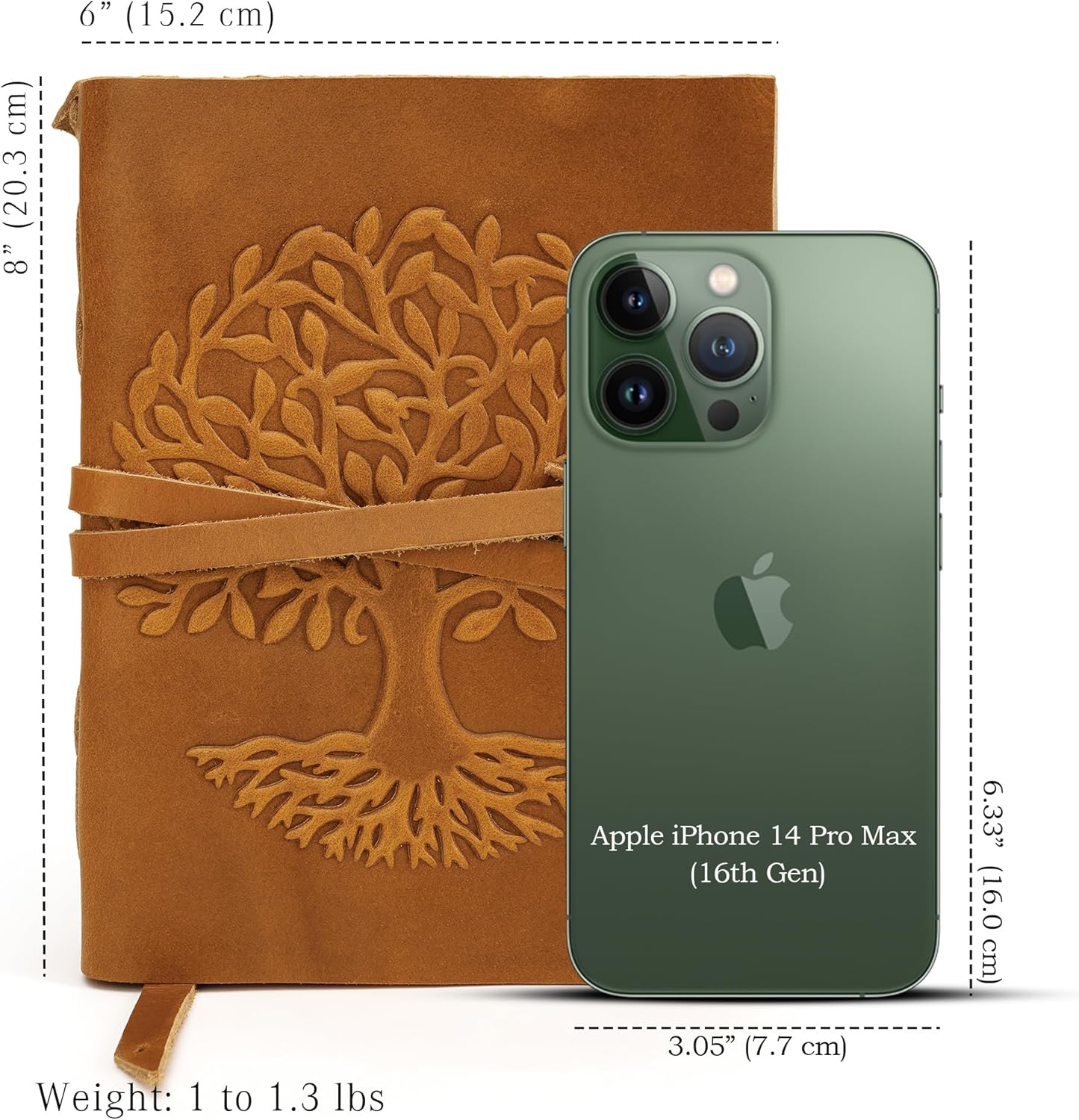 LUXEORIA Tree Of Life Leather Journal for Women and Men, Handcrafted Leather Journal for Writing Womens, Sketchbook, Travel Diary with Unlined Deckle Paper, Camel Brown 6x8