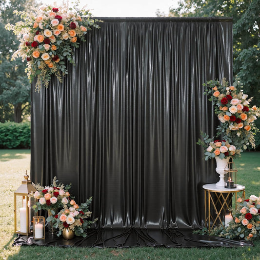 10x10FT Black Sequin Backdrop - 2 Panels 5x10FT Wrinkle-Free Glitter Drapes for Weddings, Parties & Events