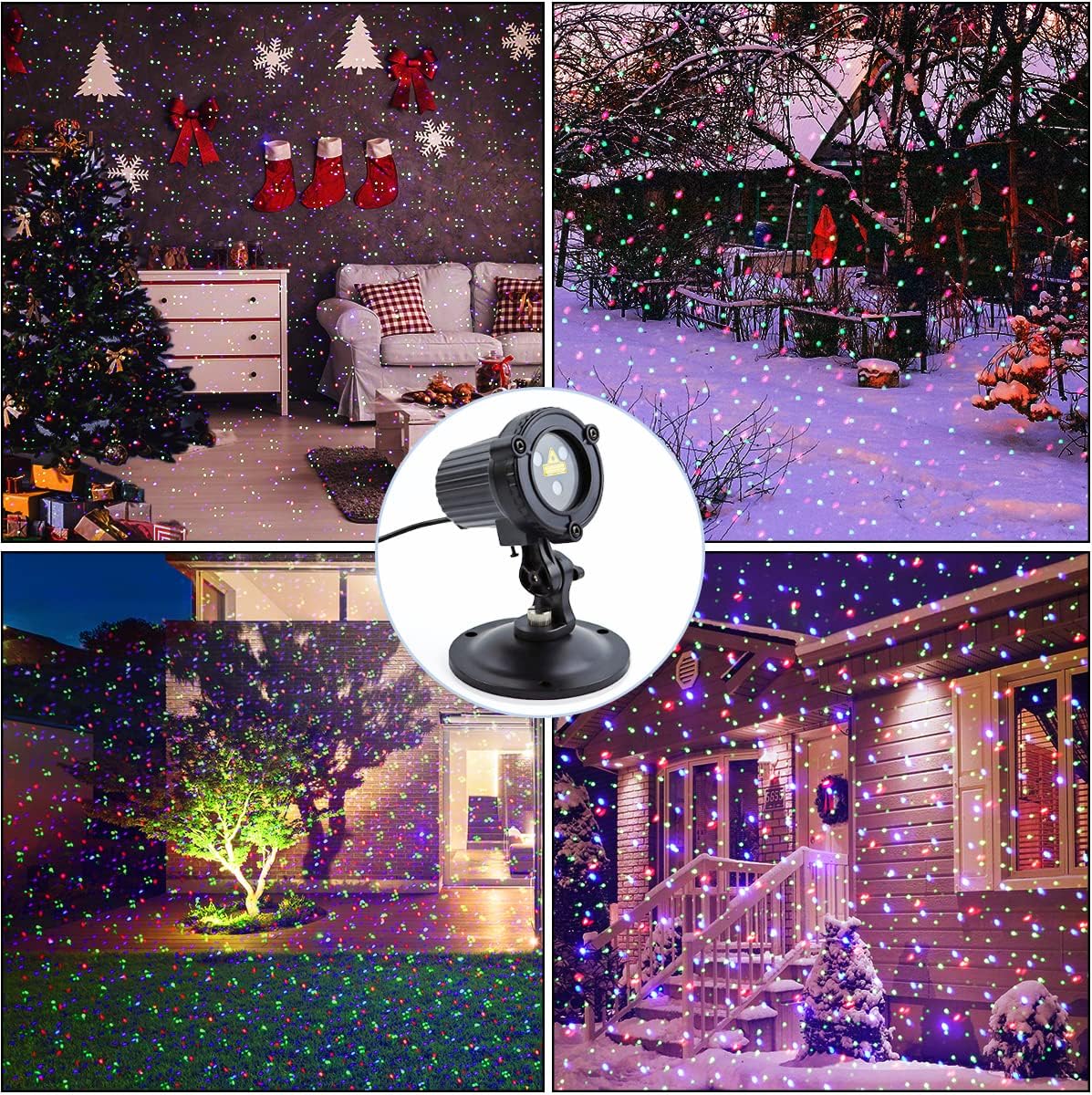Laser Christmas Lights,Outdoor Garden Laser Lights Projector, Motion Star 3 Color Red Green Blue,Water Proof,Suitable for Outdoor Garden Decorative