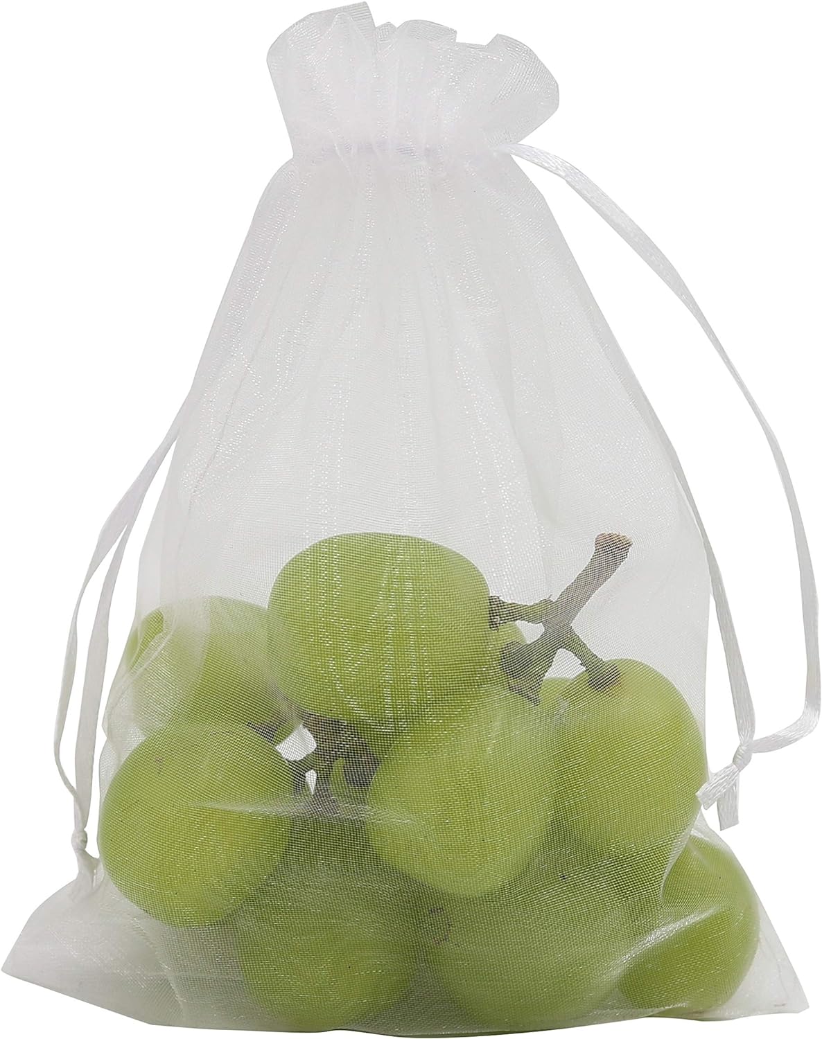 Wudygirl 100pcs 5X7 Inches White Organza Bags Christmas Drawstring Pouches Party Wedding Favor Bags Goodie bags(White 5x7)