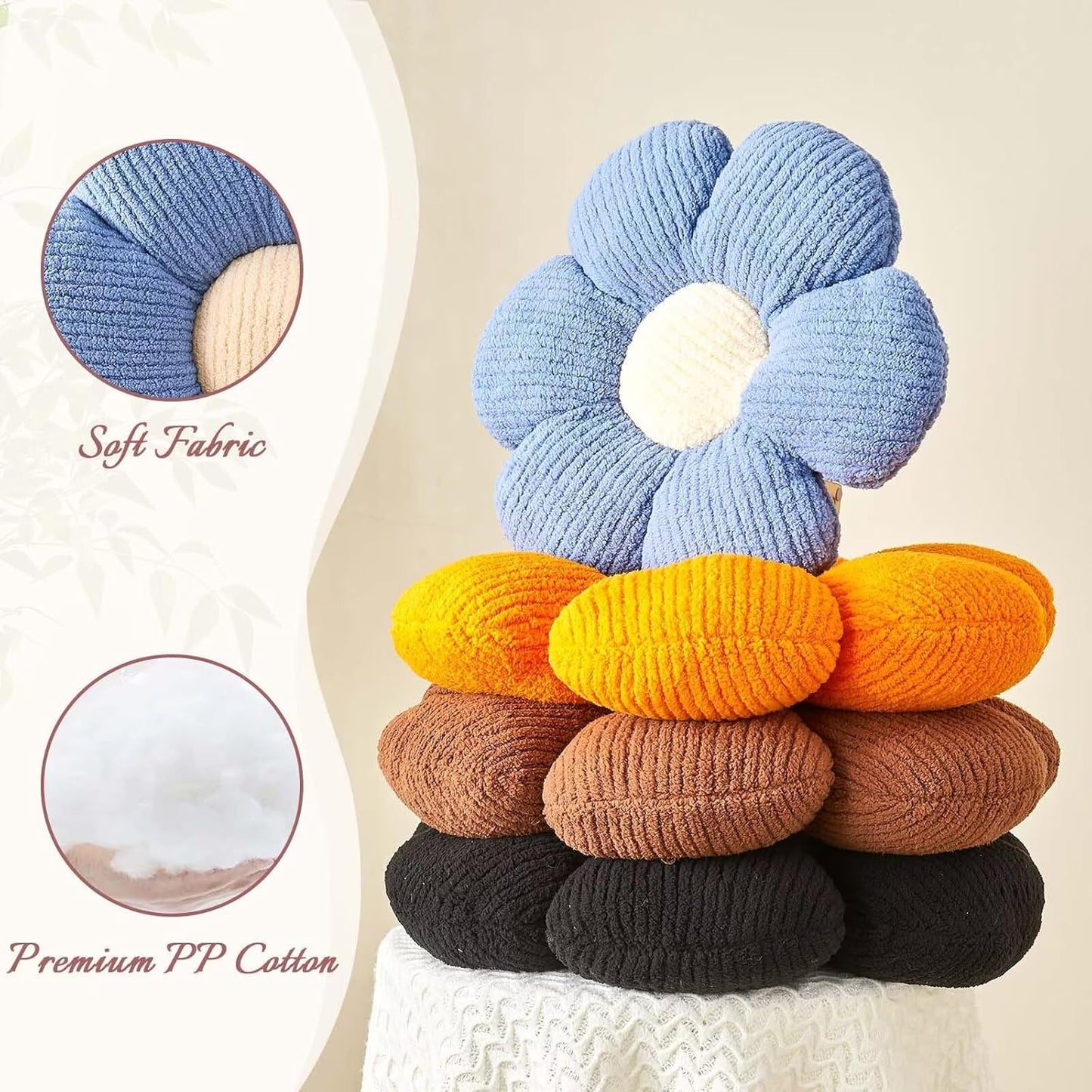 Flower Throw Pillow, Soft Blue 17.7" Shaped Floor Pillow for Home Decor, Cute Aesthetic Plush Decorative Pillows for Bed, Sofa, Couch