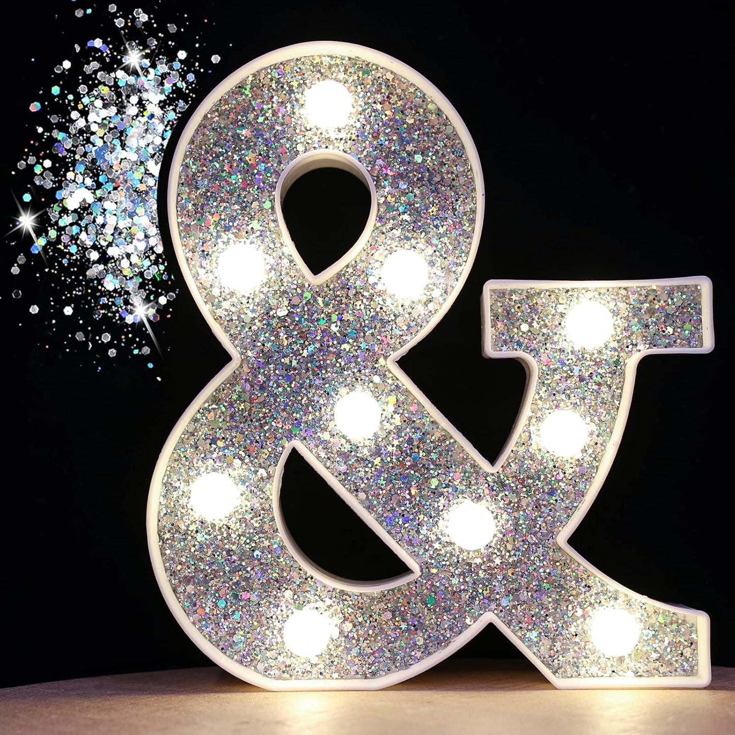 Pooqla Light Up Letters, LED Marquee Letters for Silver Birthday Decorations, Battery Powered Night Light Teenager Girl Room Decor, Gift for Girls Boys Wedding Bedroom Christmas Party Decor, Letter &