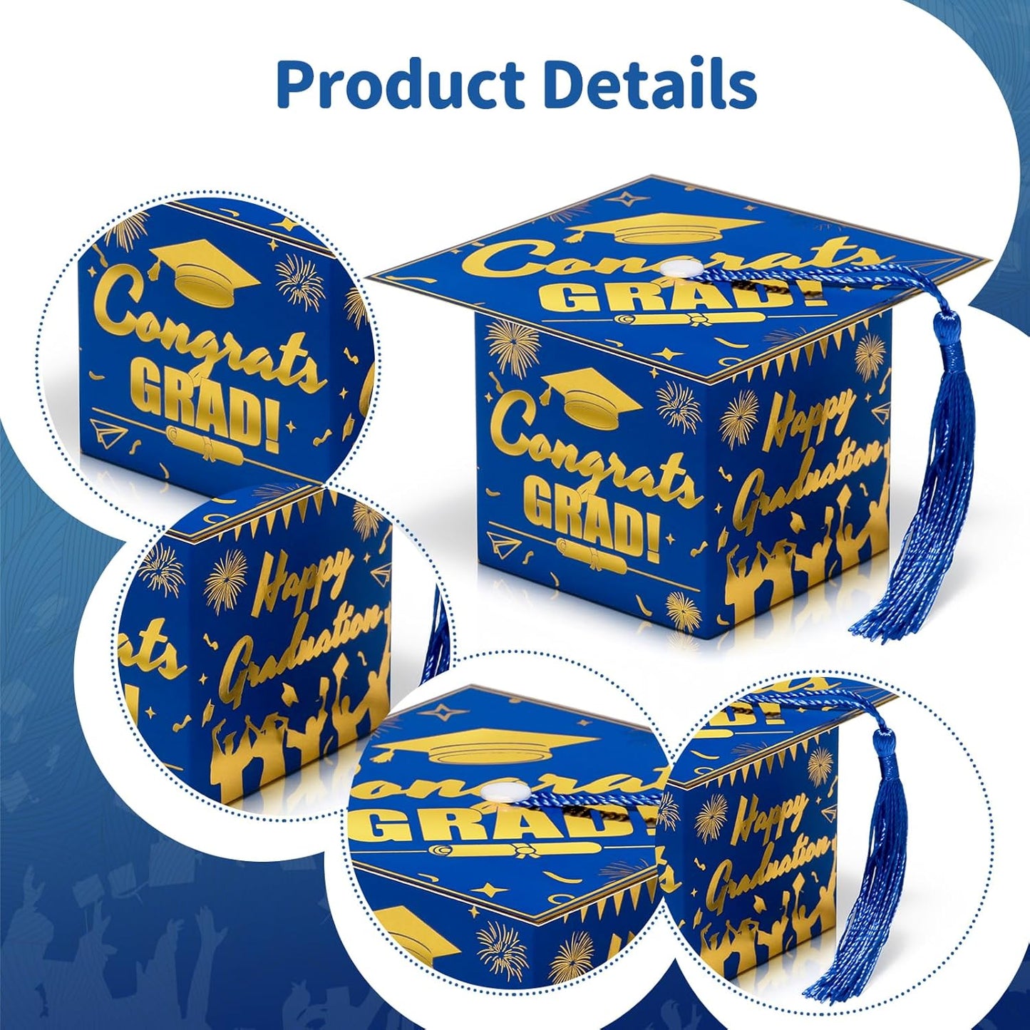 COTOPHER 36 Pack Mini Graduation Cap Gift Boxes, Class of 2025 Graduation Candy Boxes with Tassel, Small Treat Chocolate Box Centerpieces for Tables Party Decorations Graduate Favors Supplies