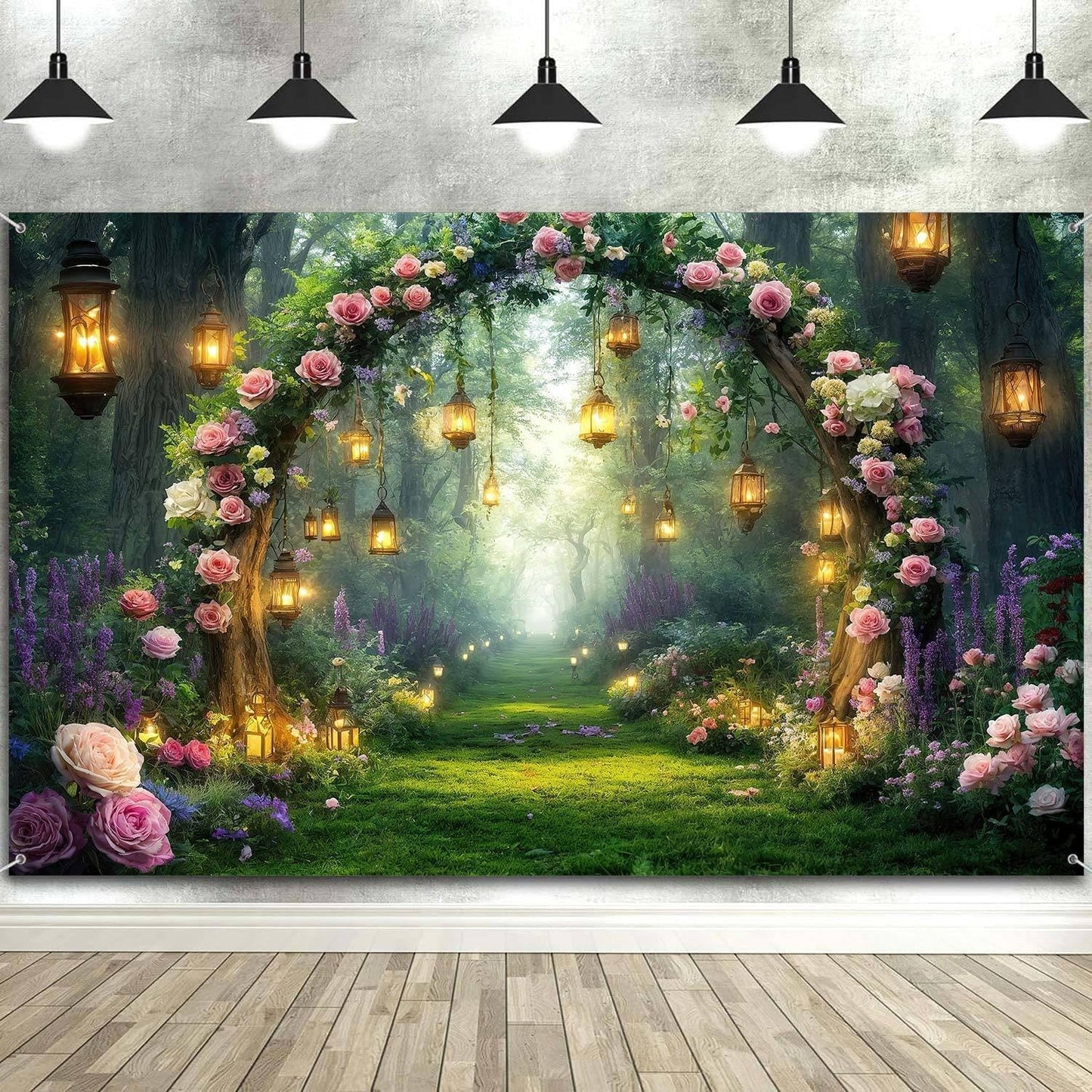 5x4ft Purple Flower Wedding Photography Backdrop Lavender Floral Wedding Bridal Photography Backdrop Anniversary Birthday Baby Shower Girl Party Banner Photo Booth Props Background Wall Decor