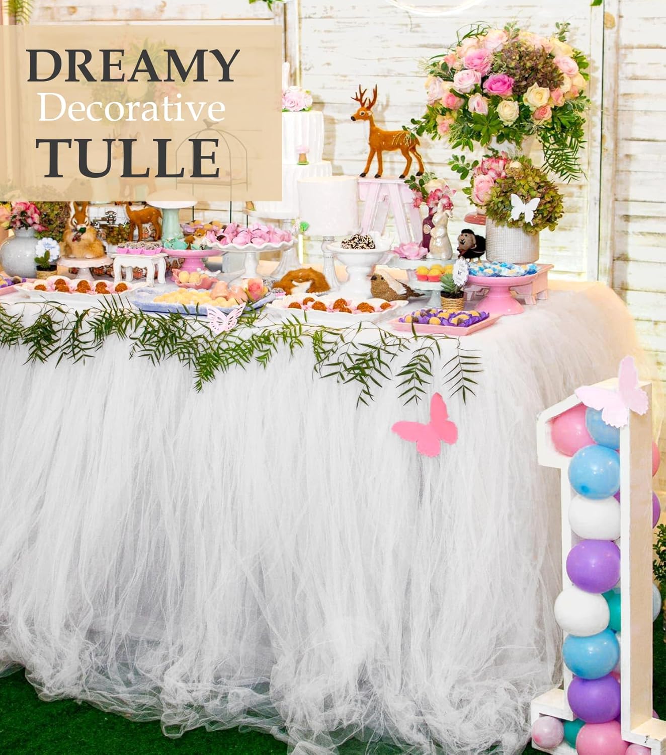 Tulle Fabric Roll, 54" x 10 Yards (30FT) Tulle for Wedding Decoration DIY Tutu Party Backdrop Baby Shower Table Skirts Gift Wrapping (Aqua Blue)