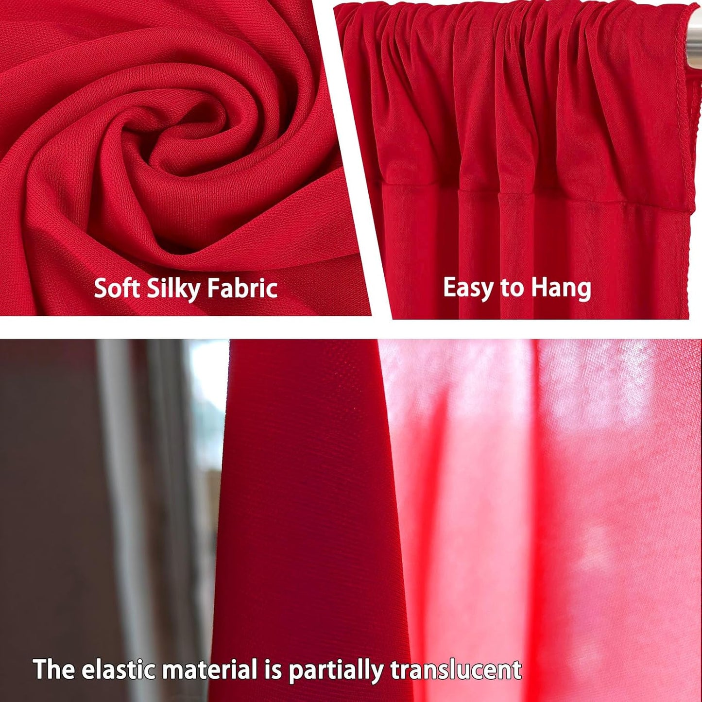 10 x 7 Feet Red Backdrop Curtain for Partie, Background Curtains for Photoshoot, Birthday, Wedding, Halloween, Thanksgiving, Christmas Day, New Year Party Decorations 5Ft x 7Ft, 2 Panels