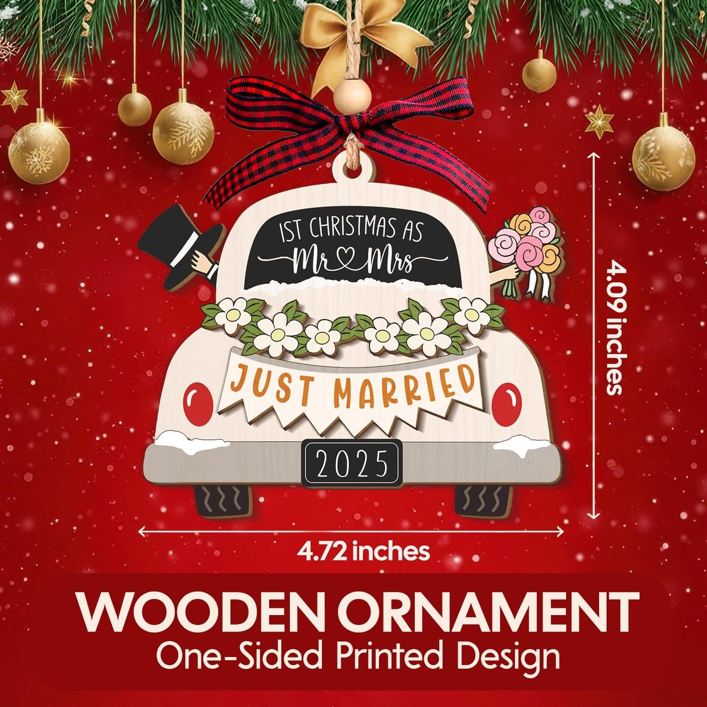 NewEleven Mr and Mrs Gifts - Wedding Gifts for Couples 2025, Just Married, Newlywed Keepsake - Wedding Ornament, Meaningful Gift from Friend, Family - Christmas Ornament