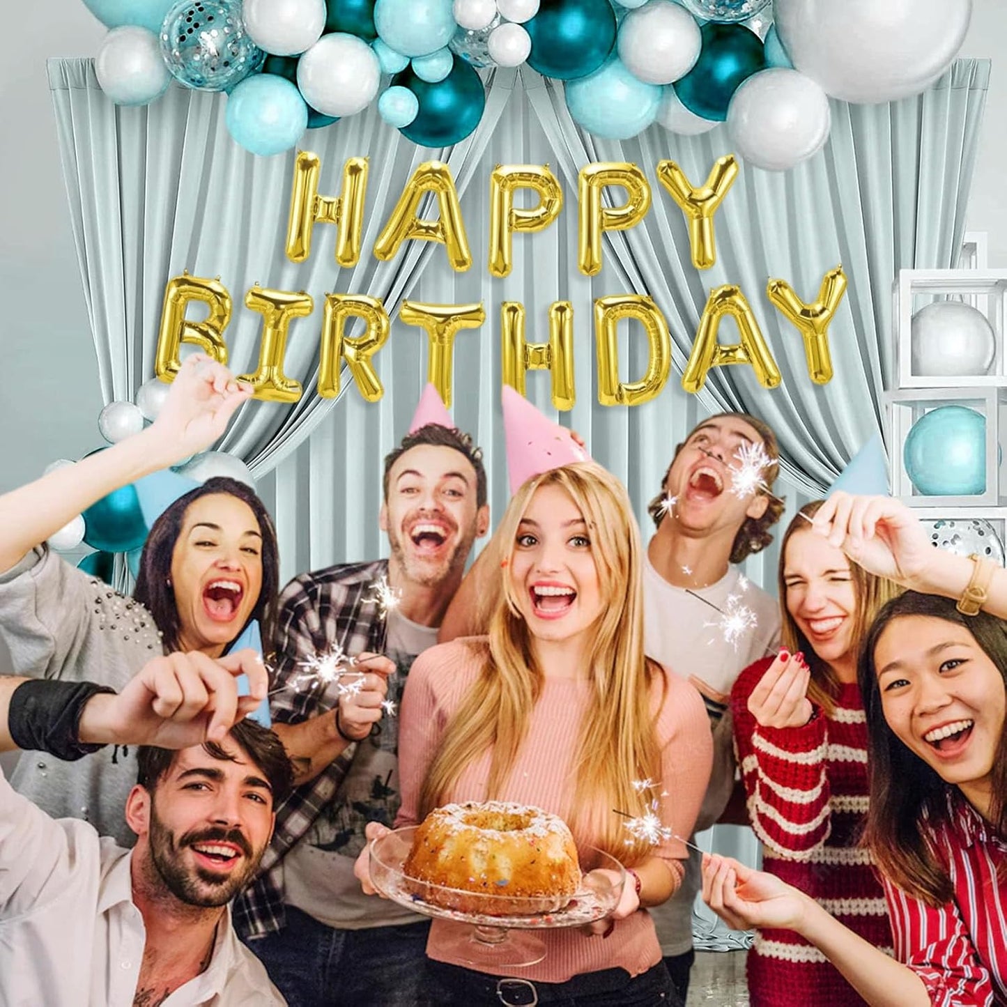 10 x 7 Feet Silver Backdrop Curtain for Partie, Background Curtains for Photoshoot, Birthday, Wedding, Halloween, Thanksgiving, Christmas, New Year Party Decorations 5Ft x 7Ft, 2 Panels